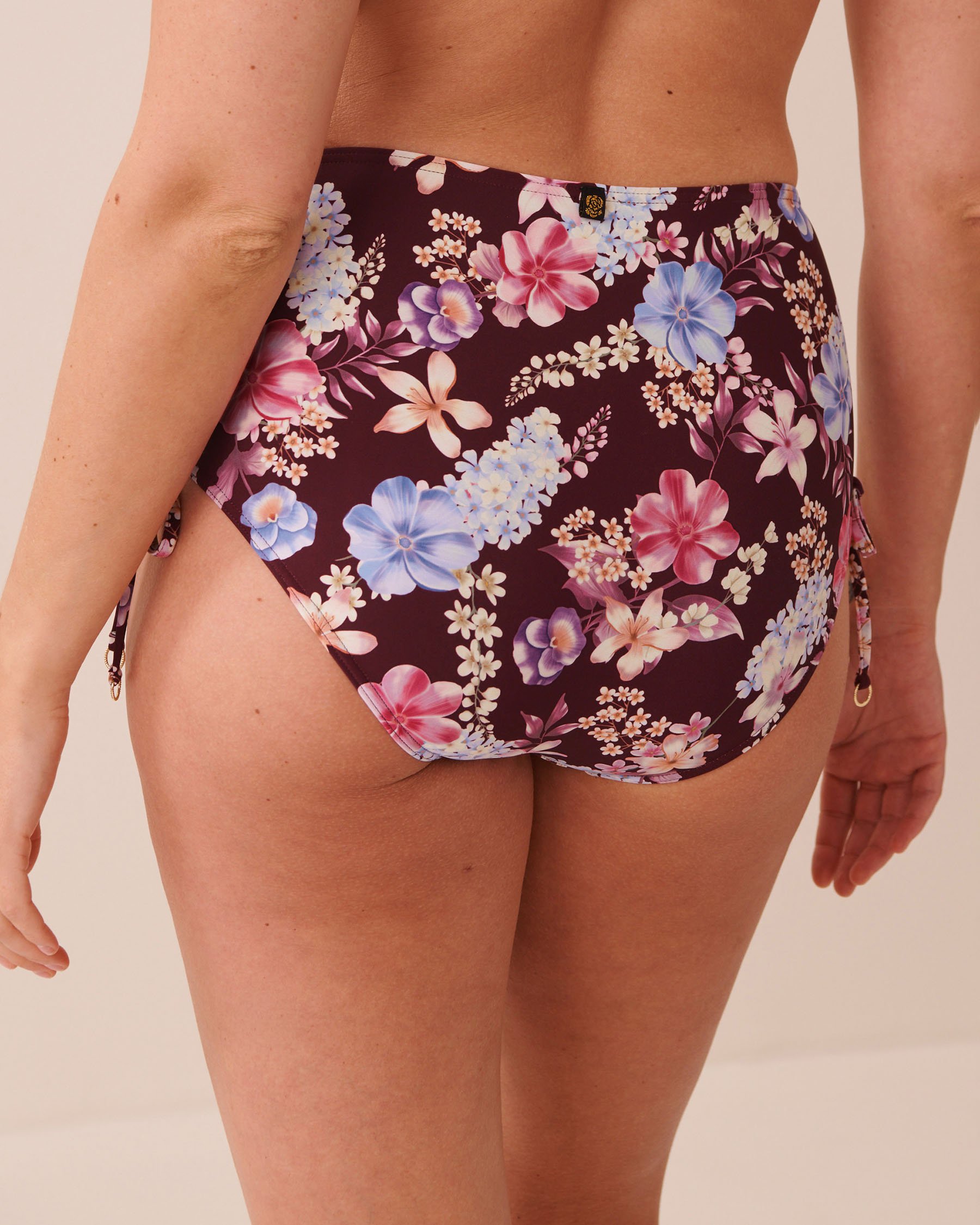 LA VIE EN ROSE AQUA Bas de bikini taille haute noué BURGUNDY FLORAL Floral bourgogne 70300962 - View2