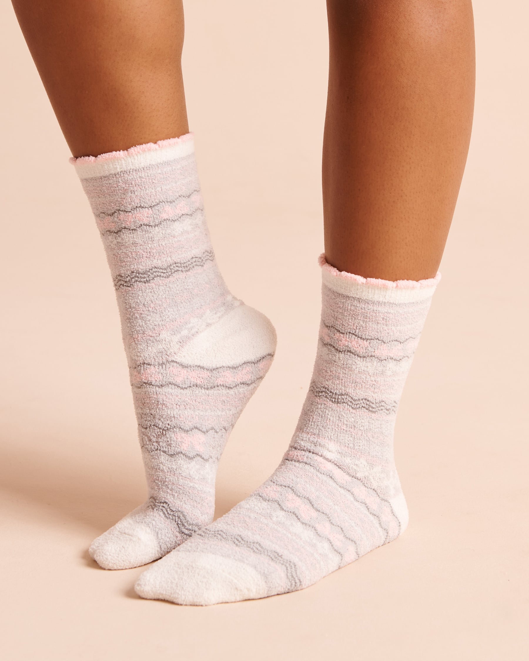 LA VIE EN ROSE Chenille Fair Isle Crew Socks Grey/Fair Isle 40700506 - View1