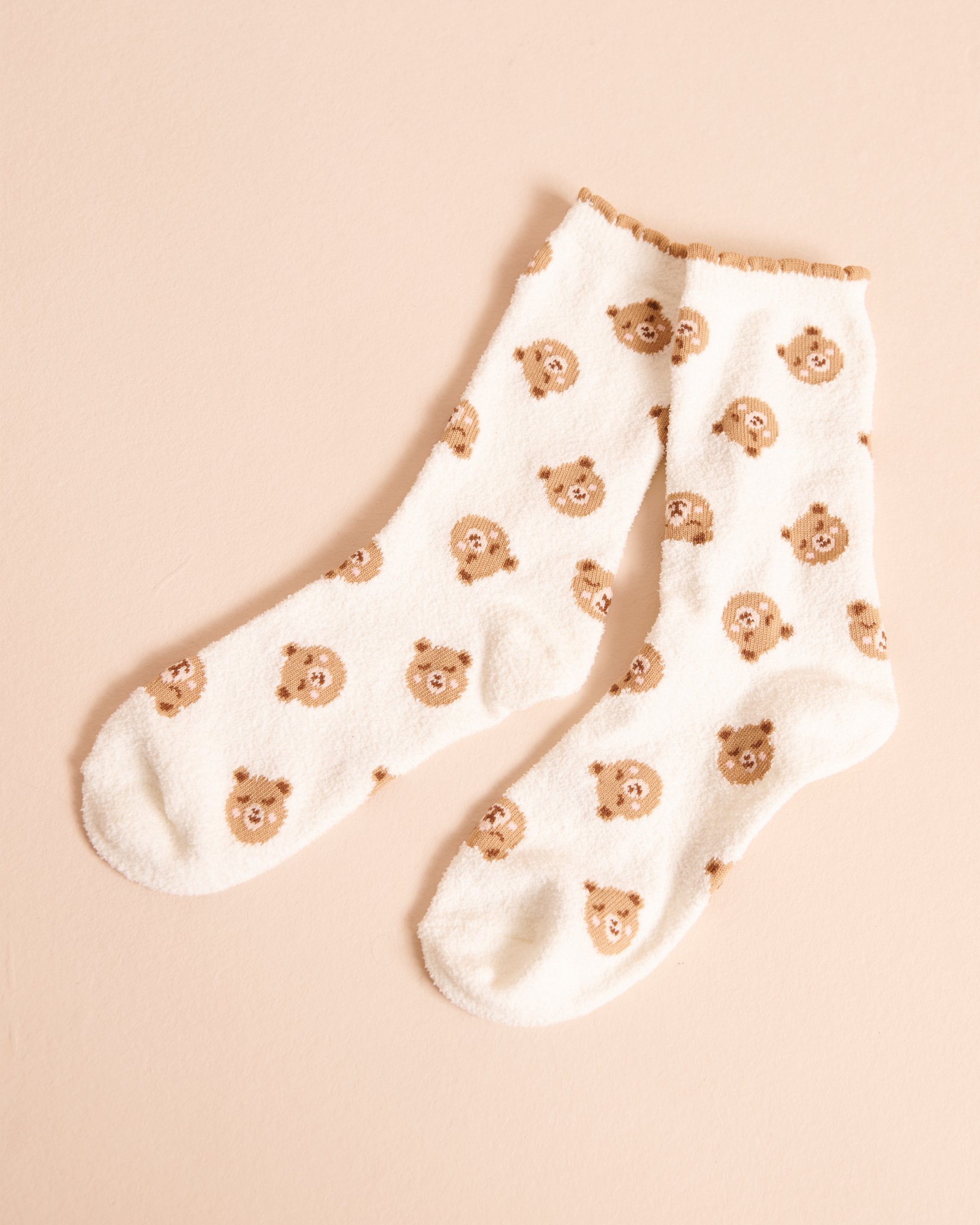 LA VIE EN ROSE Chenille Teddy Bear Crew Socks White/Teddy Bear 40700506 - View3