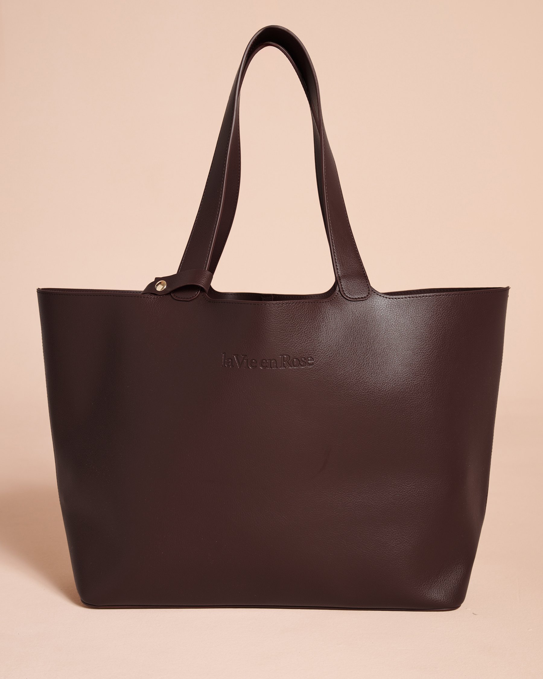 LA VIE EN ROSE Faux Leather Tote Bag Dark Chocolate 40700548 - View2