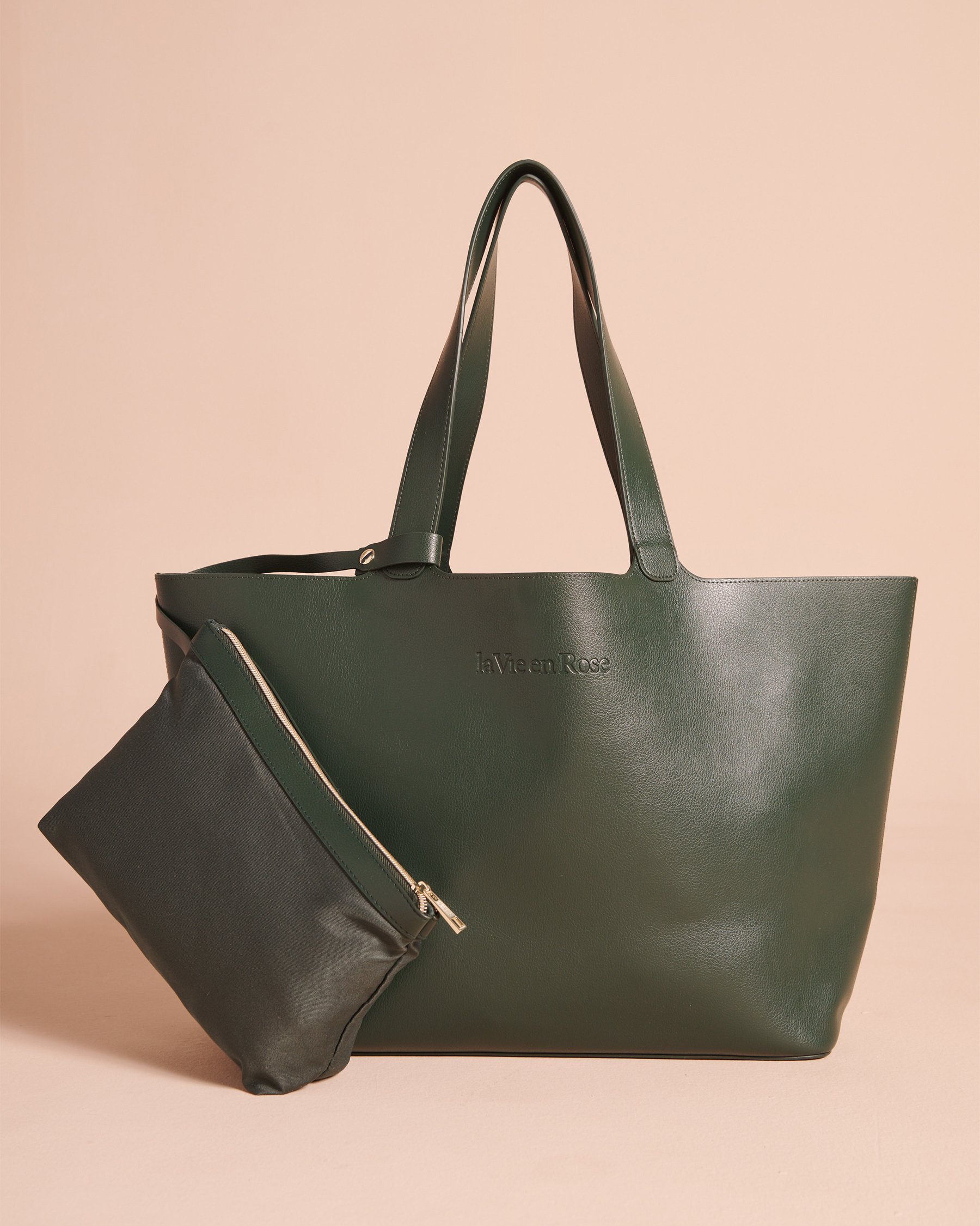 LA VIE EN ROSE Sac fourre-tout en faux cuir Vert sapin 40700548 - View2