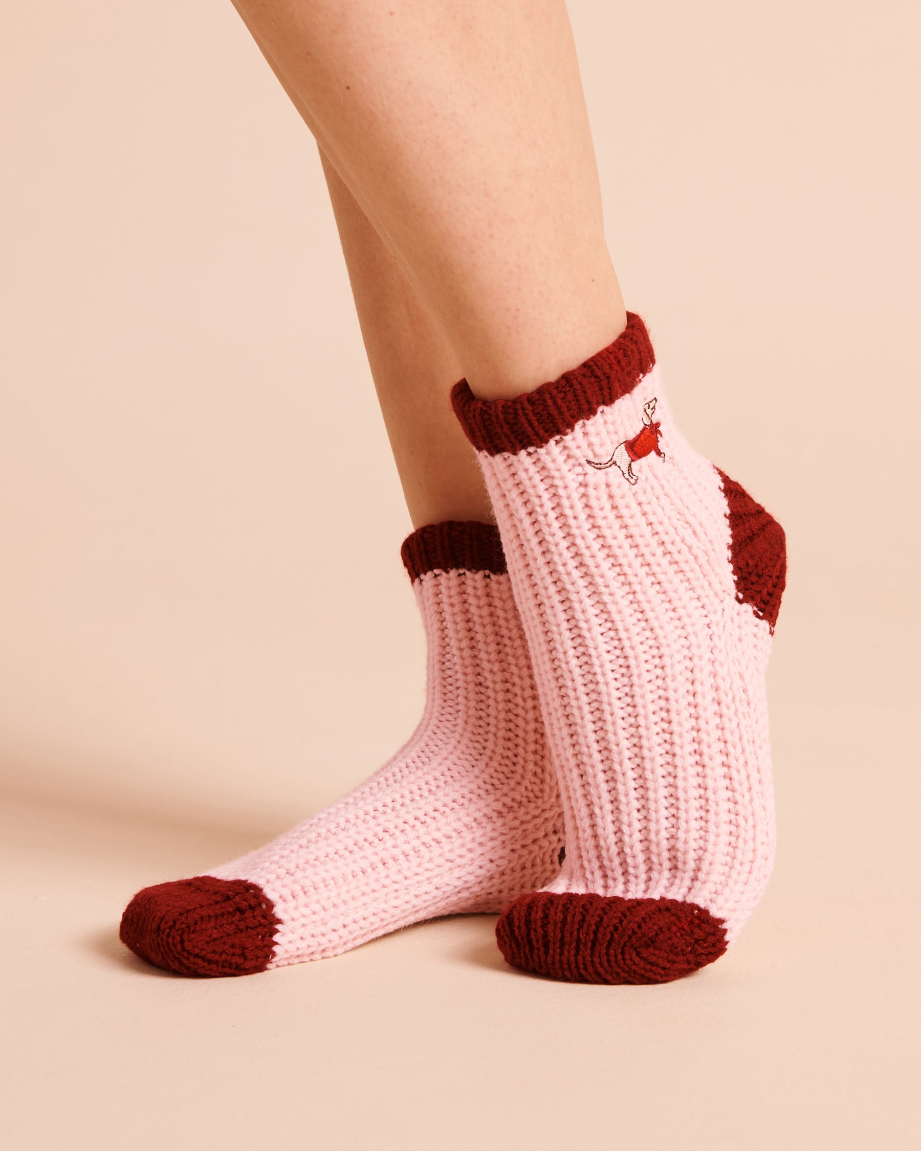 LA VIE EN ROSE Dachshund-Embroidered Socks Pink/Dachshund 40700508 - View1