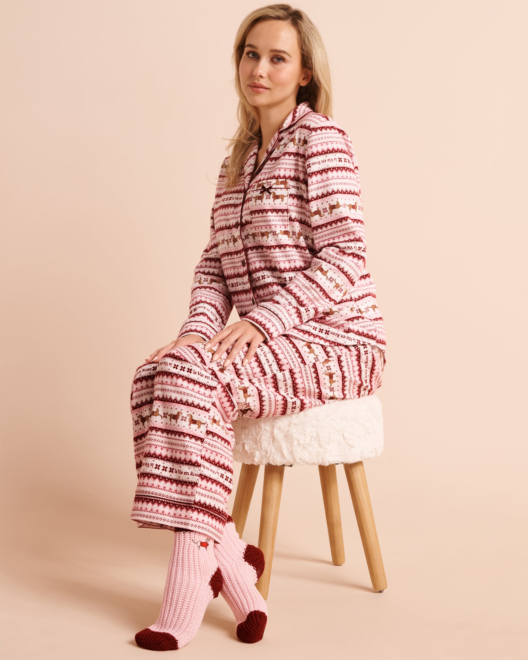 LA VIE EN ROSE Dachshund-Embroidered Socks Pink/Dachshund 40700508 - View4