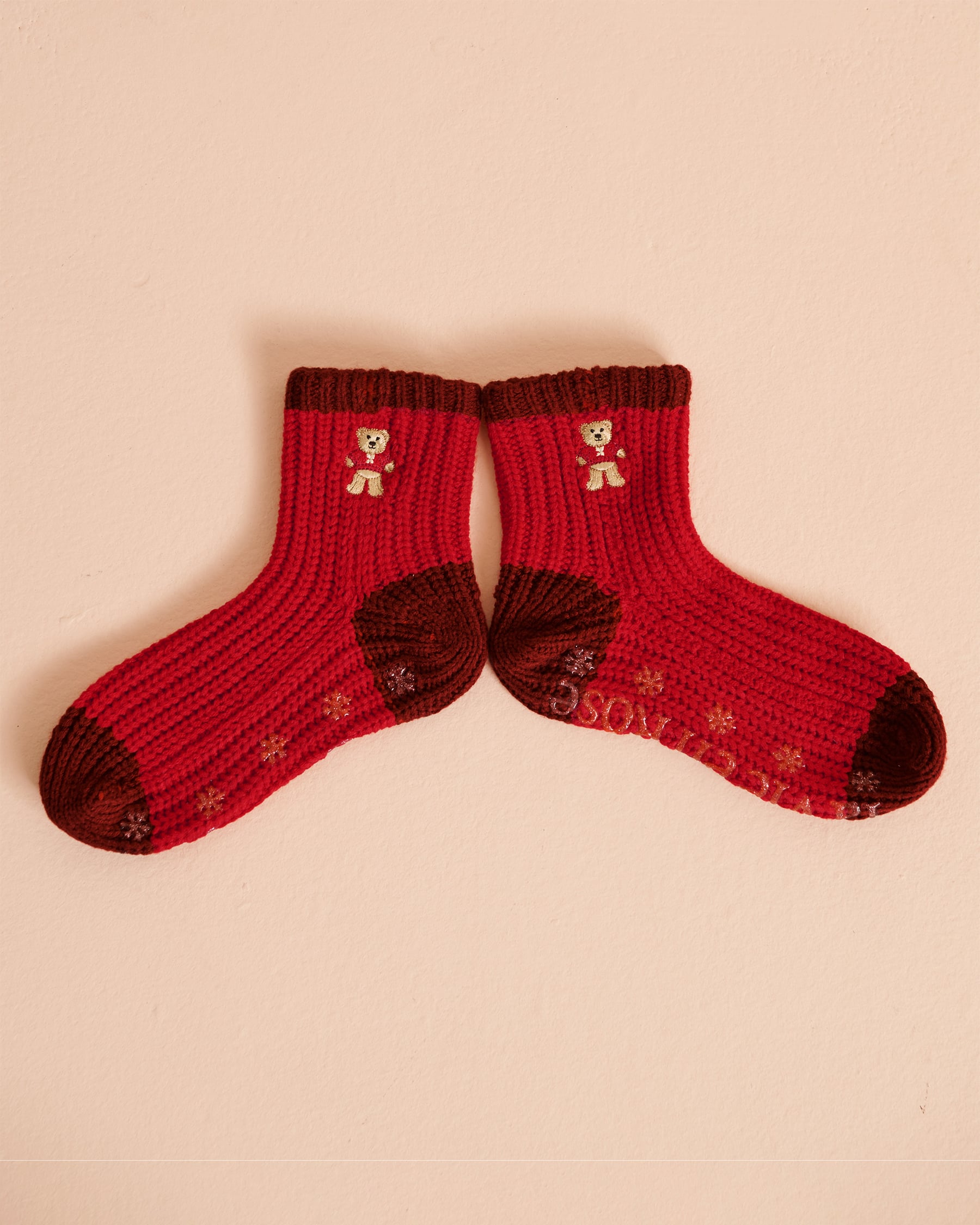 LA VIE EN ROSE Teddy Bear-Embroidered Socks Red/Teddy Bear 40700508 - View3