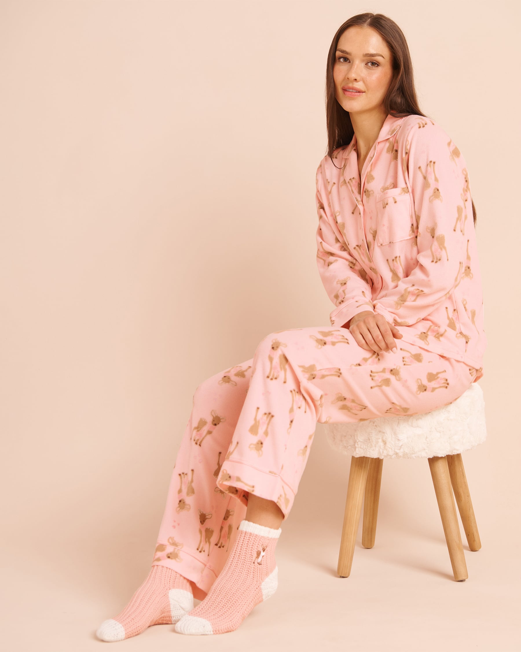 LA VIE EN ROSE Deer-Embroidered Socks Pink/Deer 40700508 - View3