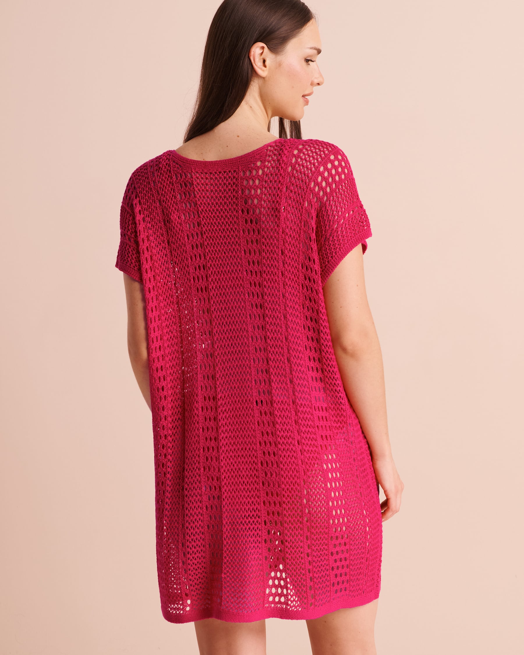 LA VIE EN ROSE AQUA Tunique manches courtes en crochet Rouge piquant 80400088 - View2