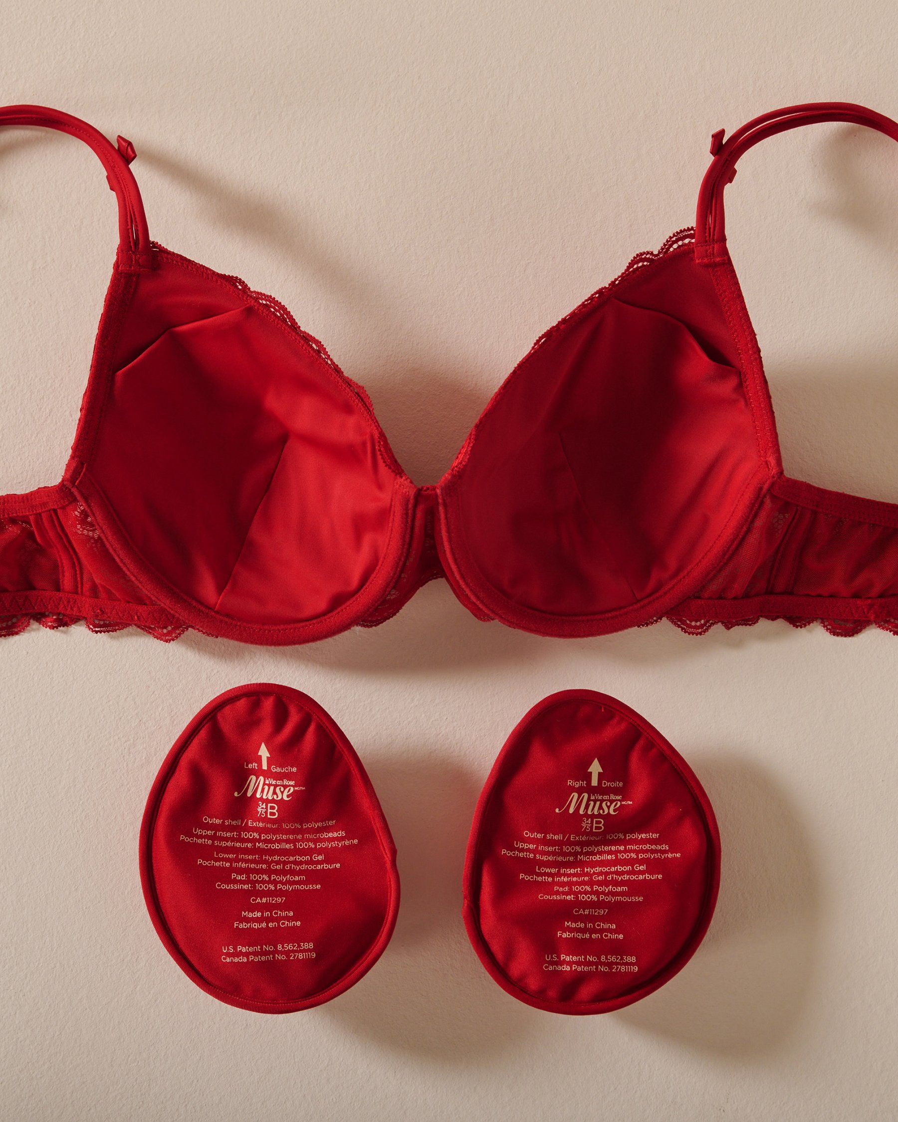 LA VIE EN ROSE Lightly Lined Mastectomy Bra Candy Cane Red 10200652 - View3