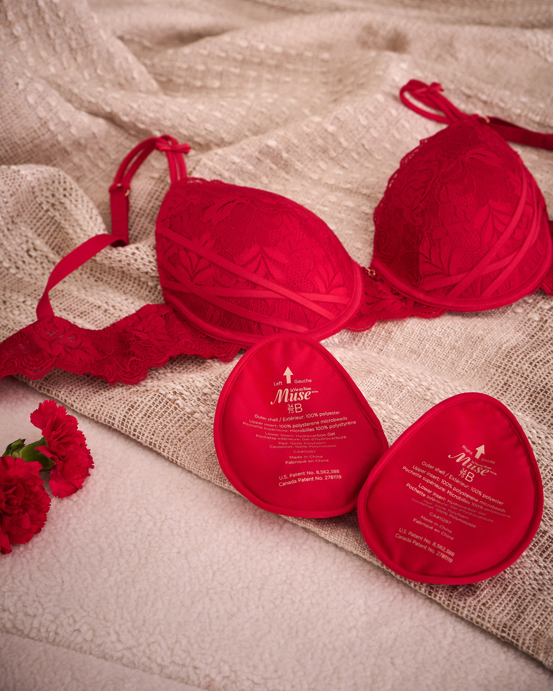 LA VIE EN ROSE Lightly Lined Mastectomy Bra Candy Cane Red 10200652 - View1