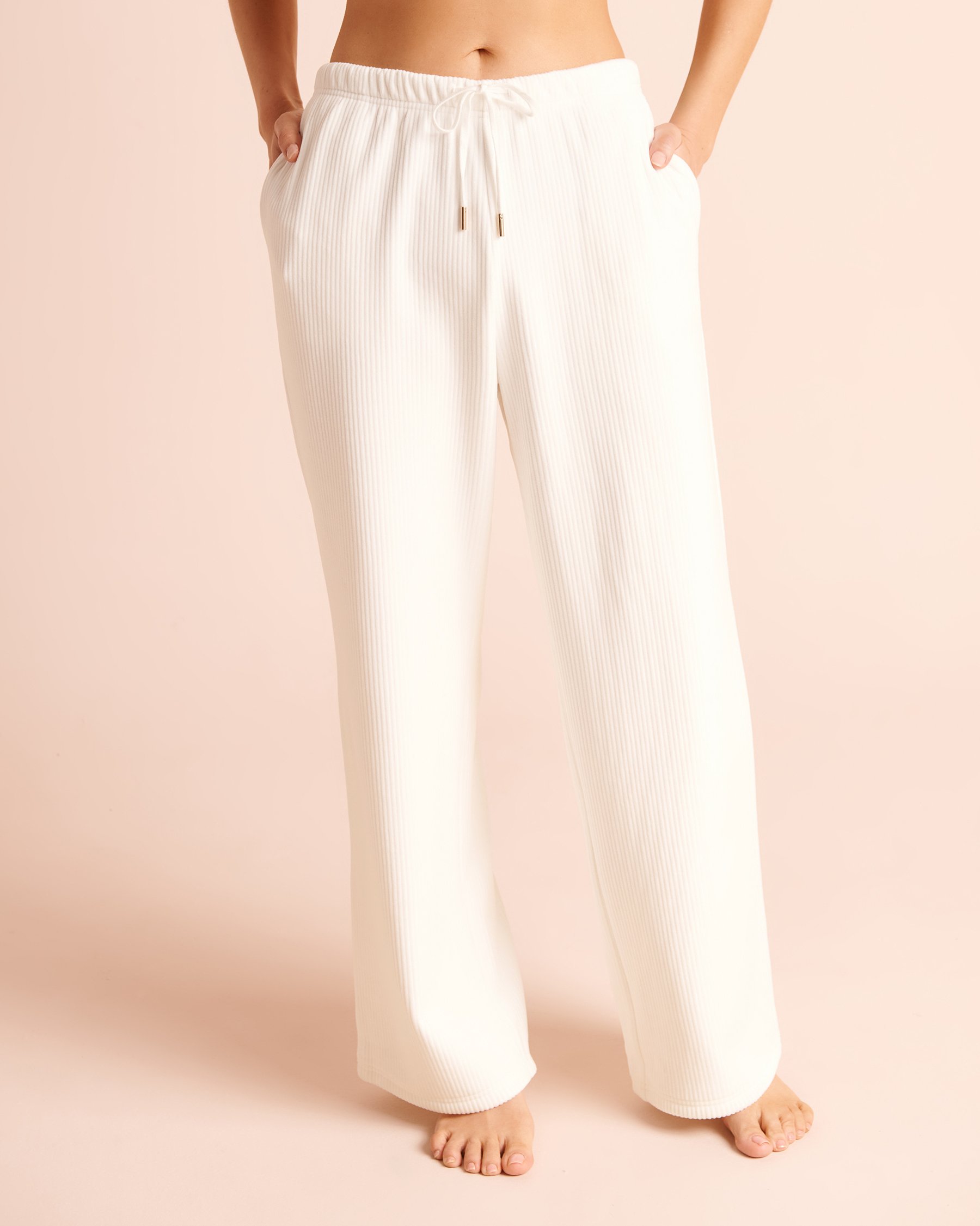 LA VIE EN ROSE Pantalon épais en tissu côtelé Blanc 50200131 - View1