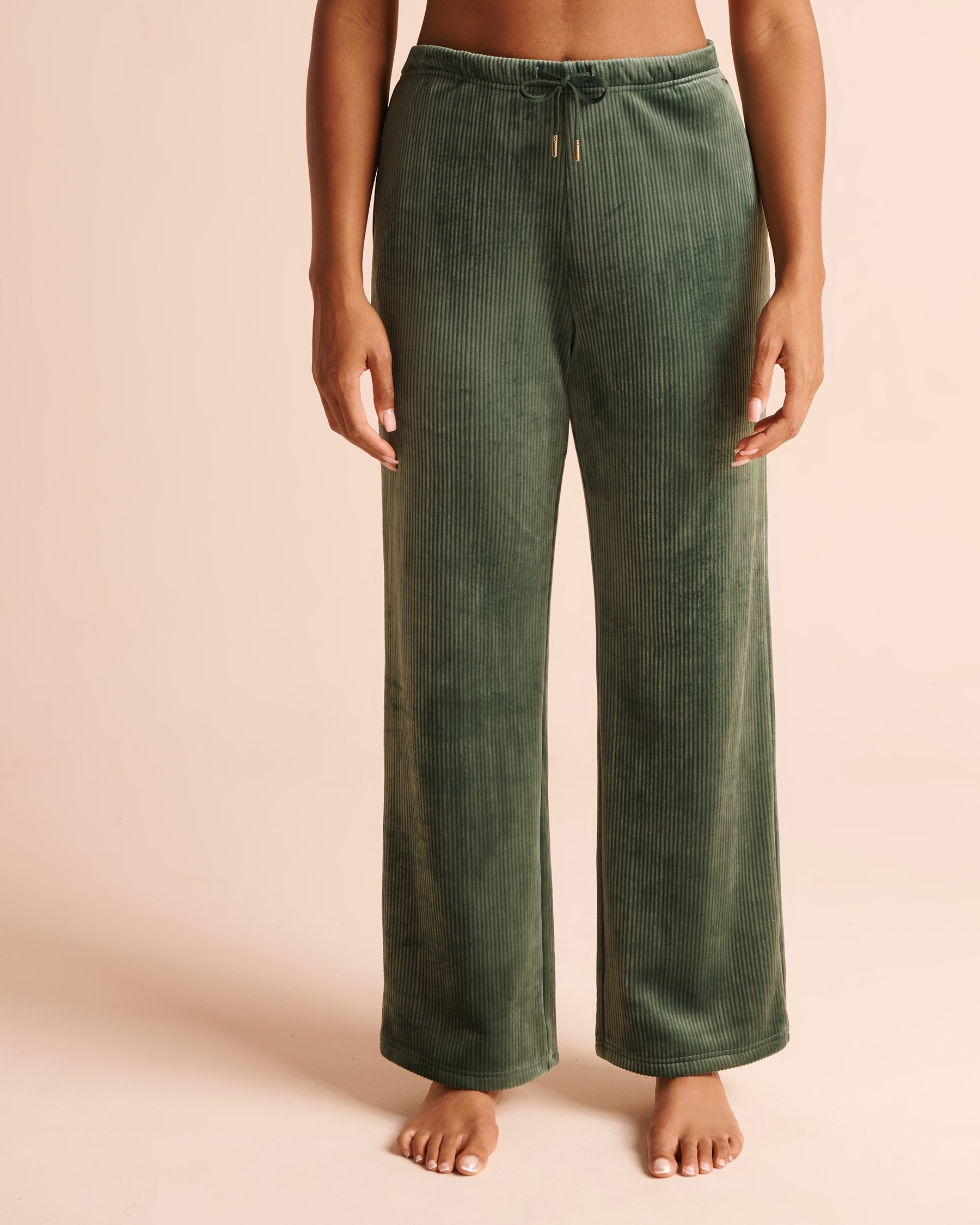 LA VIE EN ROSE Heavy Ribbed Pants Jungle Green 50200131 - View1