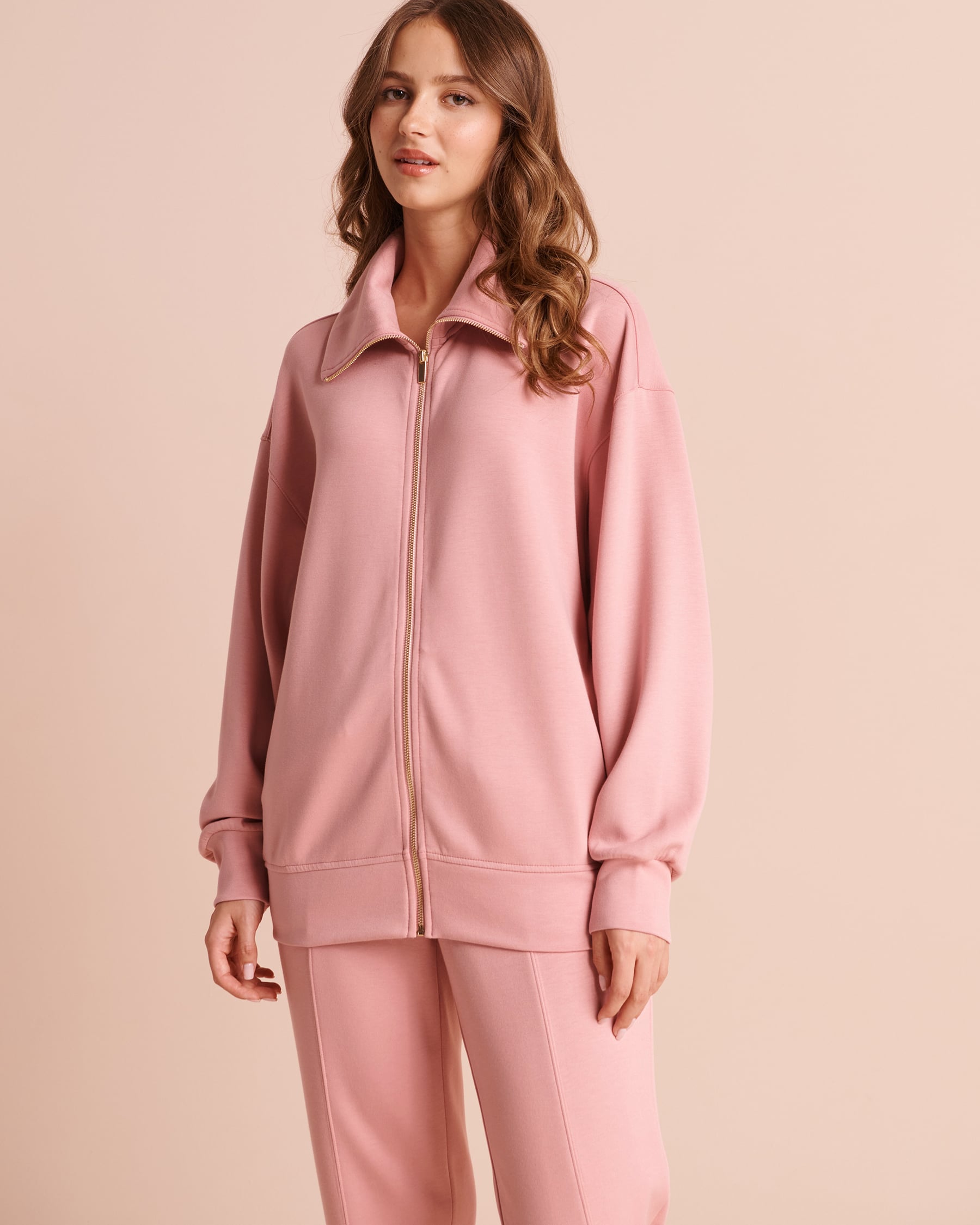 LA VIE EN ROSE Scuba Knit Zip-Up Sweatshirt Baby Pink 50100148 - View1