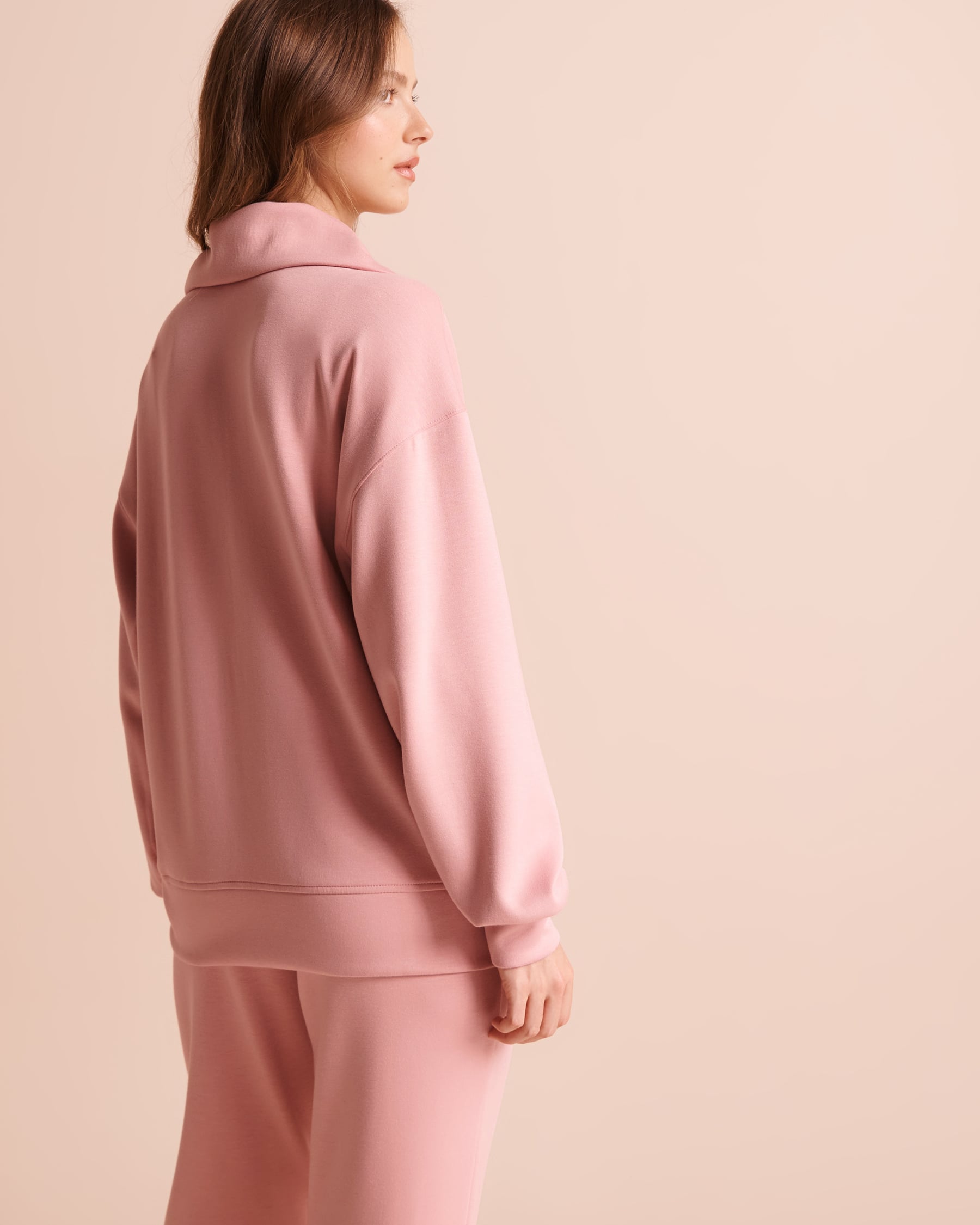 LA VIE EN ROSE Scuba Knit Zip-Up Sweatshirt Baby Pink 50100148 - View2