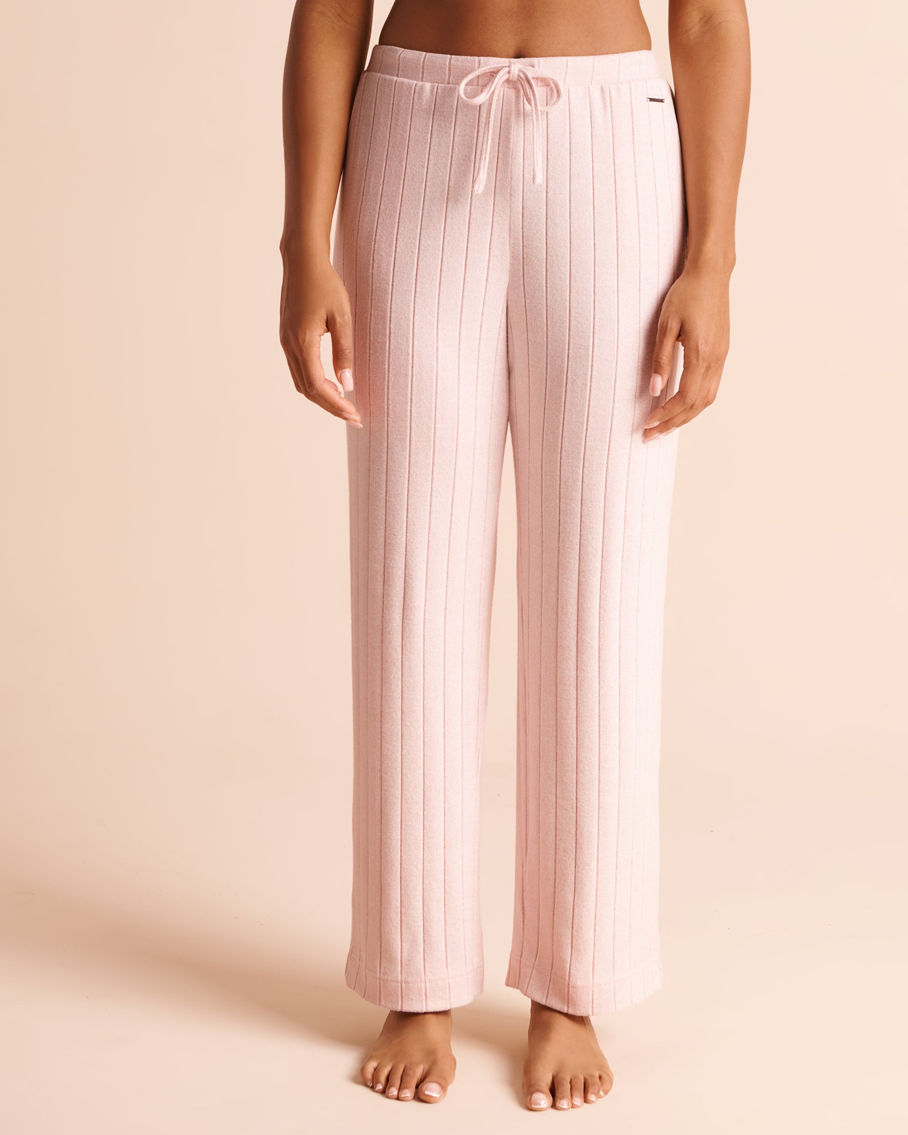LA VIE EN ROSE Pantalon en maille côtelée Rose pâle 50200132 - Voir1