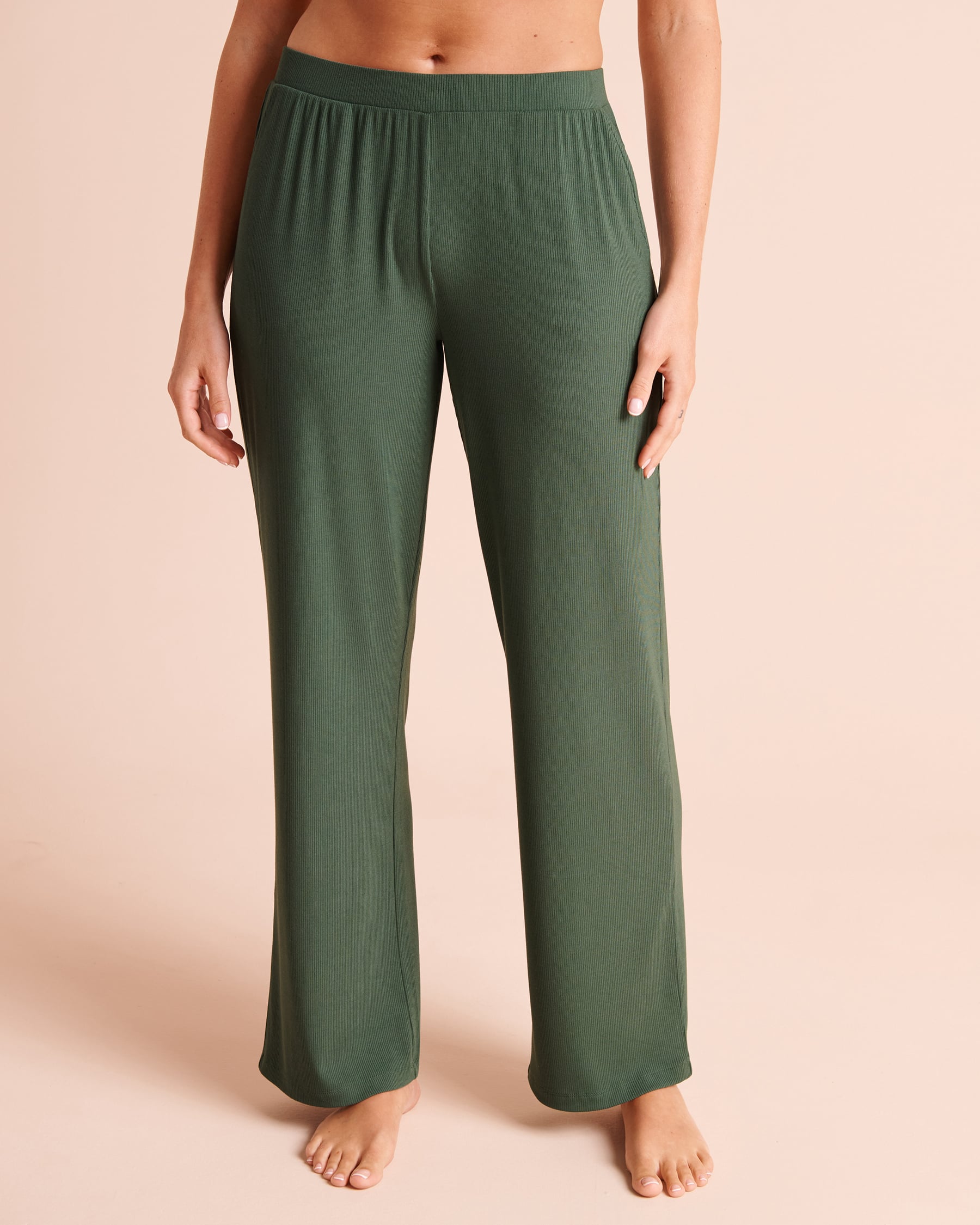 LA VIE EN ROSE Ribbed Modal Pants Jungle Green 50200133 - View1