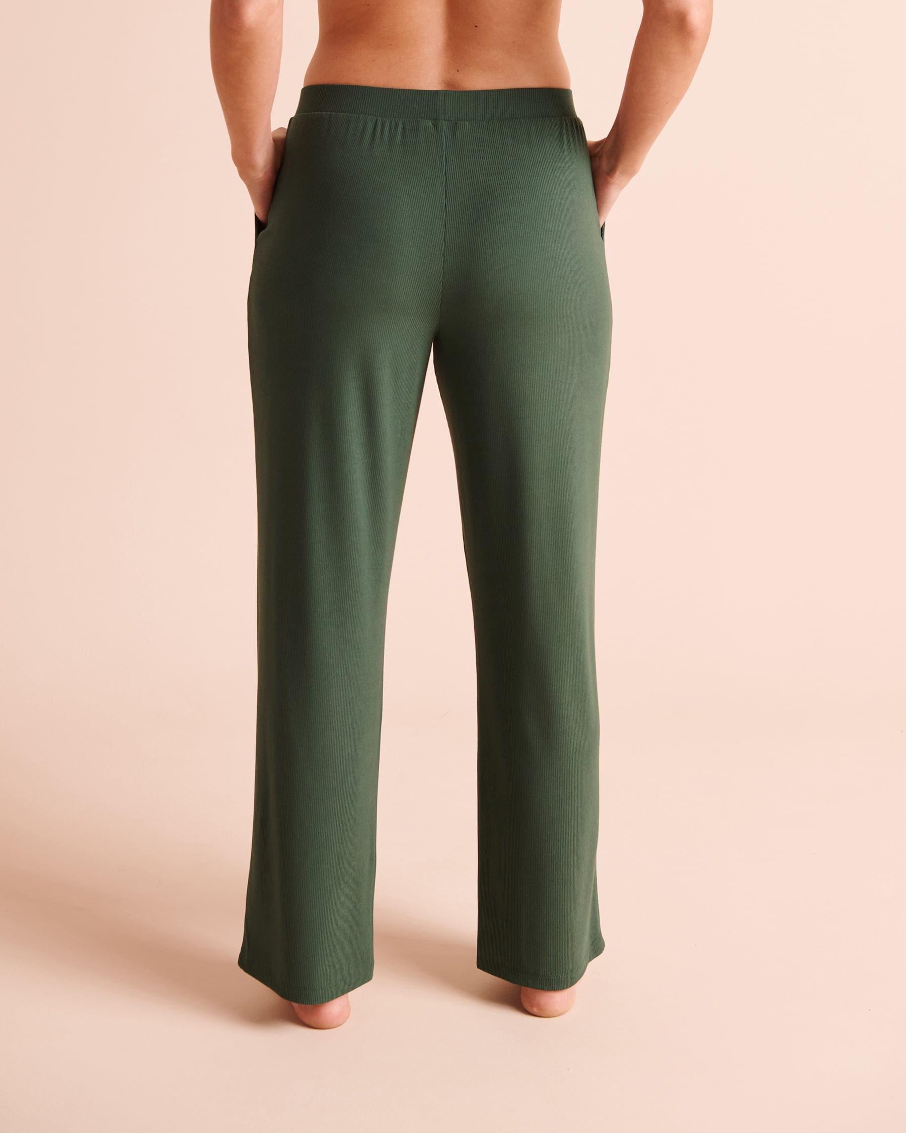 LA VIE EN ROSE Ribbed Modal Pants Jungle Green 50200133 - View2