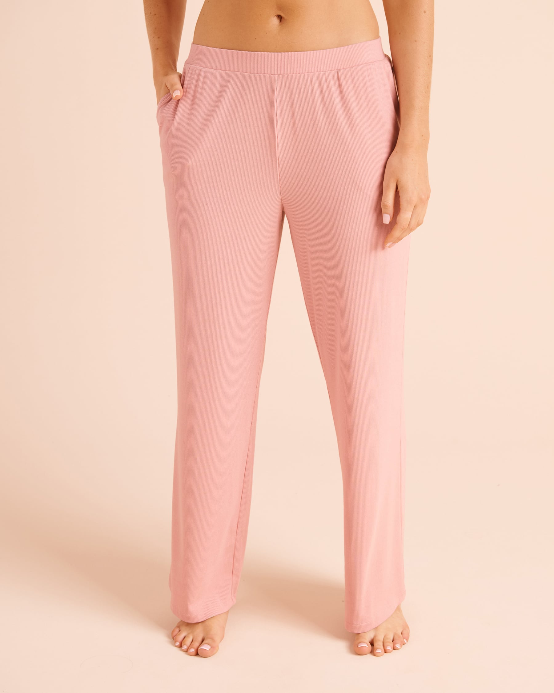 LA VIE EN ROSE Ribbed Modal Pants Baby Pink 50200133 - View1