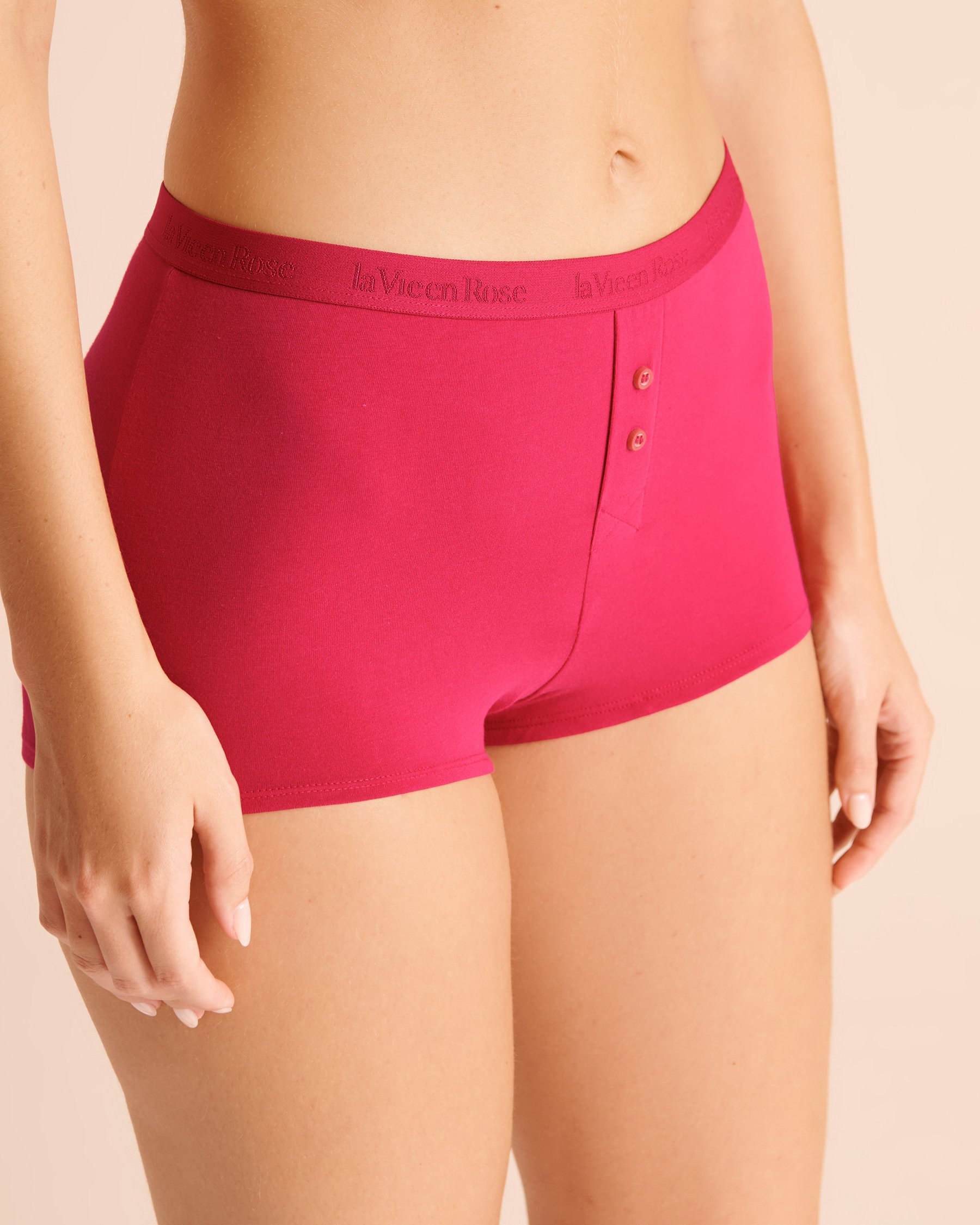 LA VIE EN ROSE Cotton and Logo Elastic Band High Waist Boyshort Panty Cherry Red 20100886 - View1