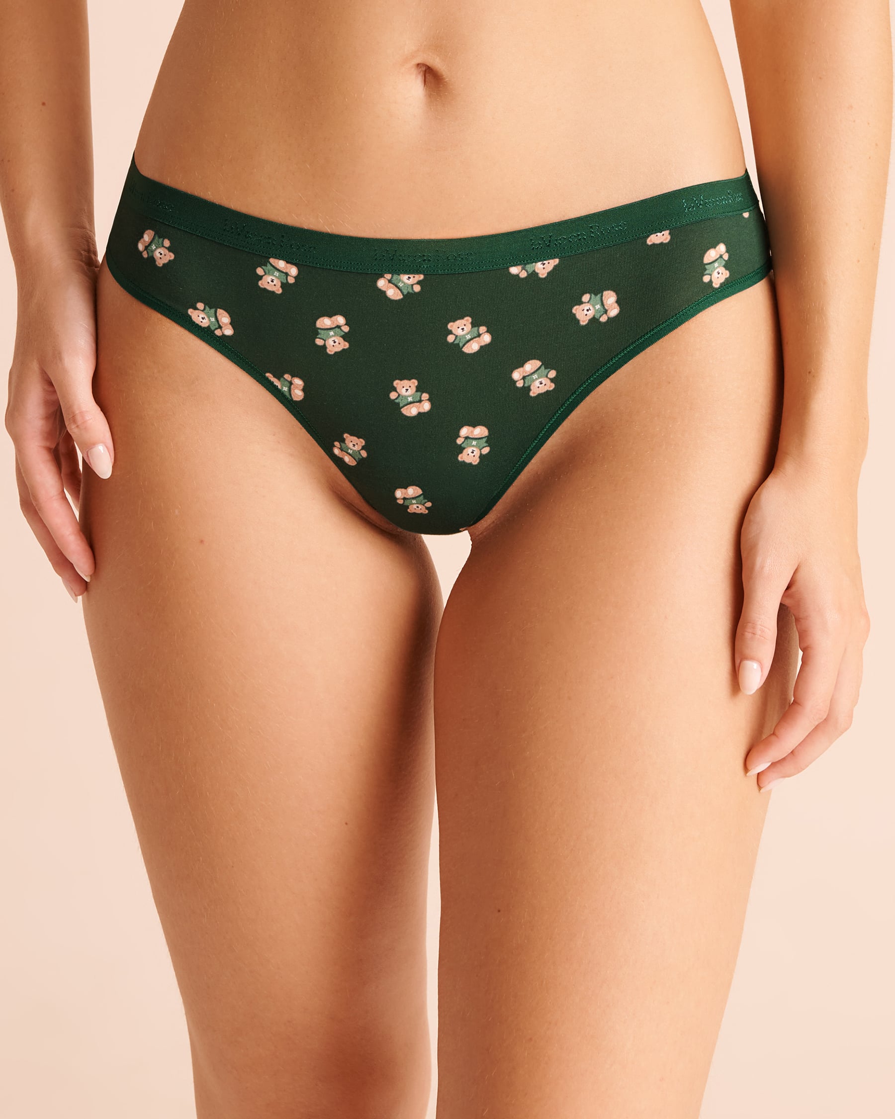 LA VIE EN ROSE Cotton Thong Panty Green/Teddy Bear 20100877 - View1
