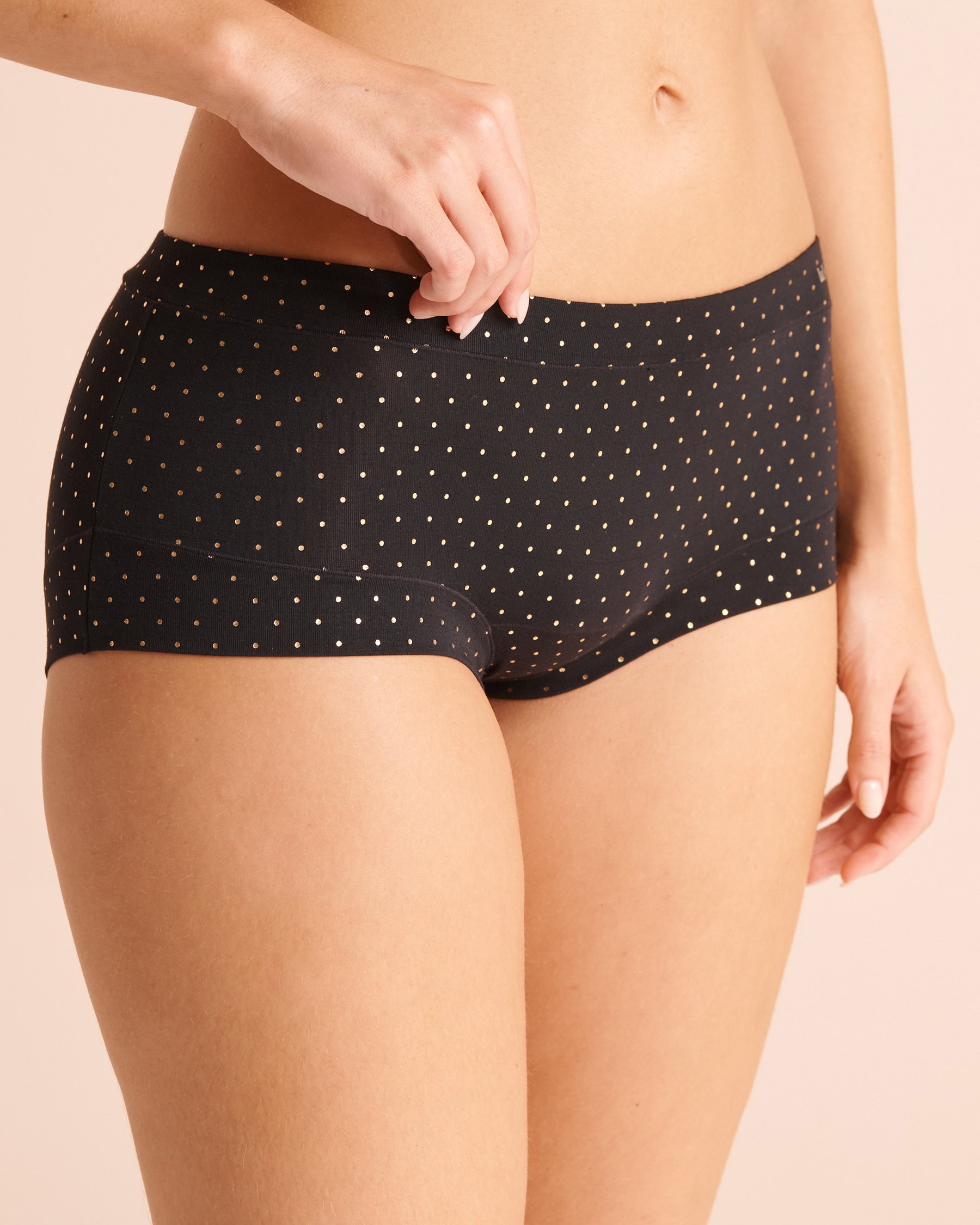 LA VIE EN ROSE Modal Boyshort Panty Black/Gold Dots 20200886 - View1
