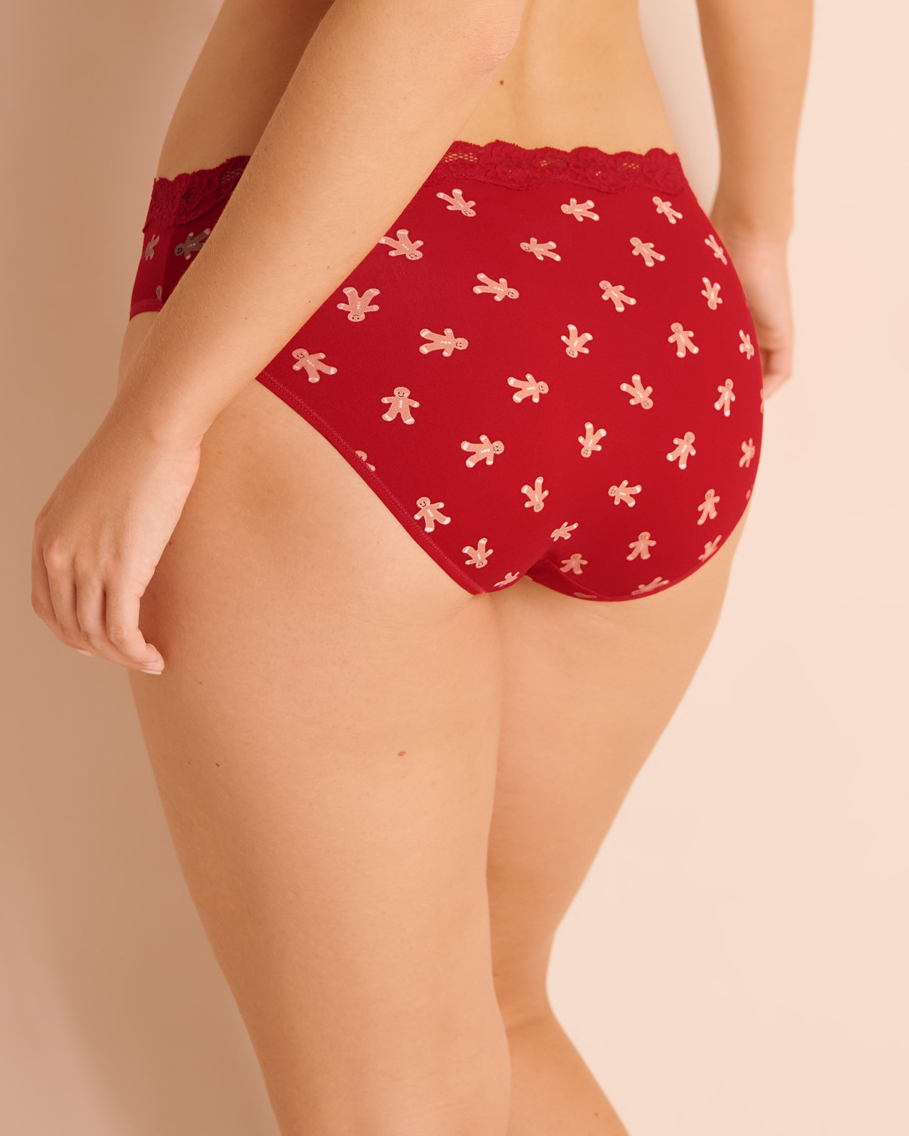 LA VIE EN ROSE Super Soft Lace Trim Bikini Panty Red/Gingerbread 20100884 - View2