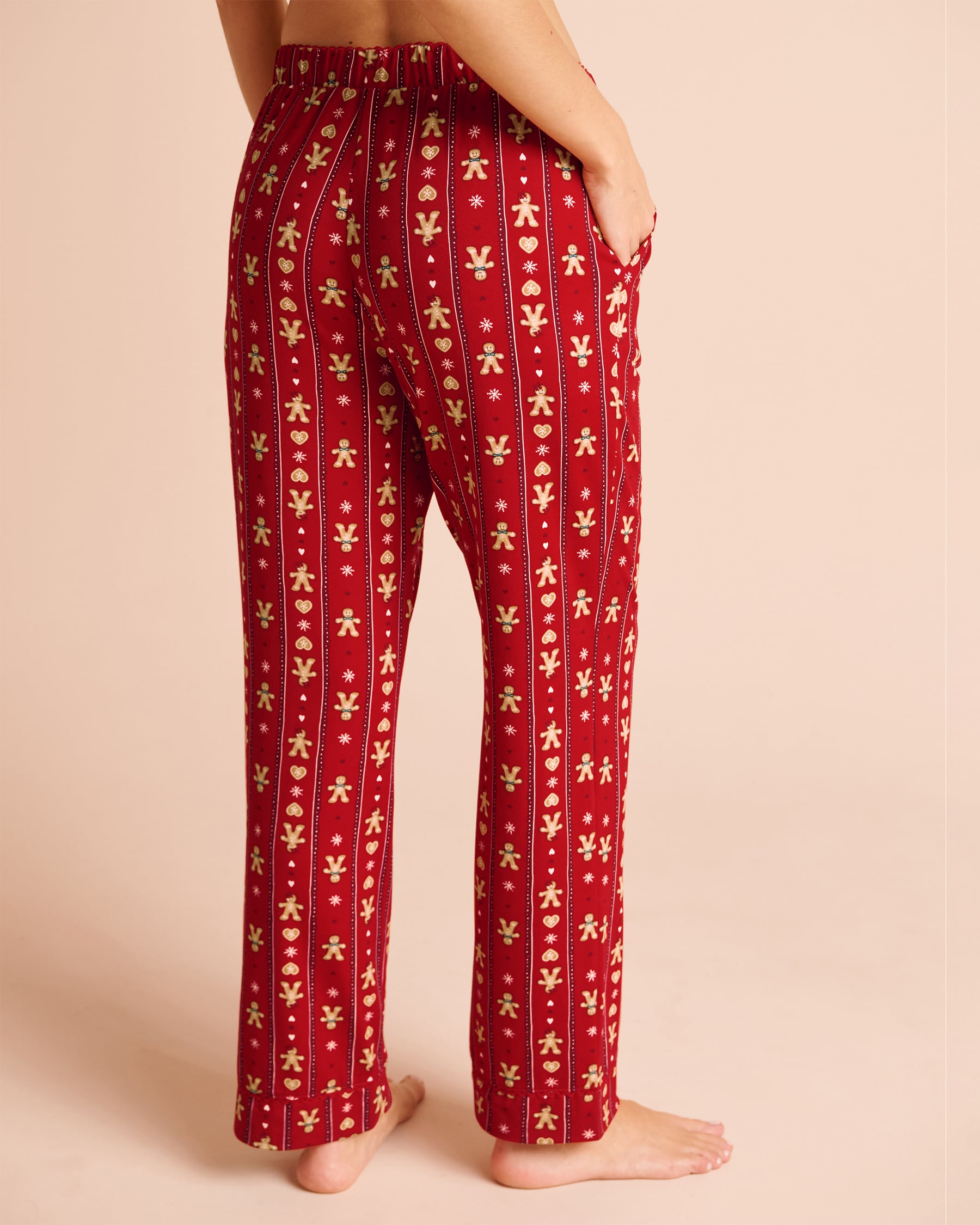 LA VIE EN ROSE Pantalon de pyjama ultra doux imprimé pains d'épices Rouge/Rayures et pains d'épices 40200892 - Voir2