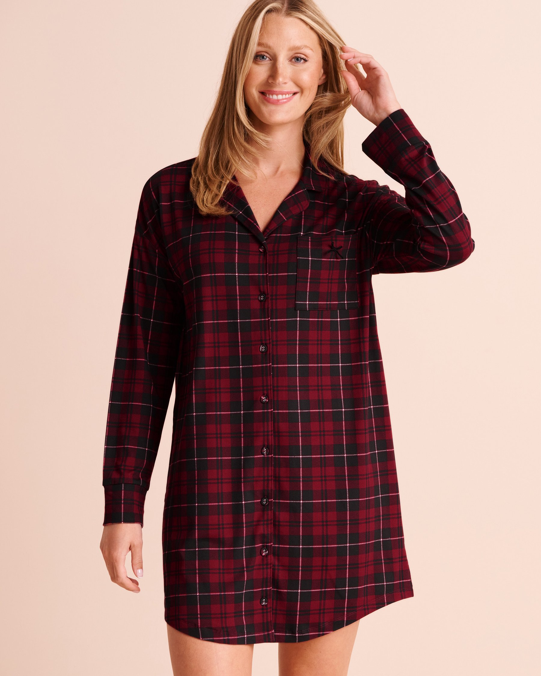 LA VIE EN ROSE Buffalo Plaid Super Soft Button-down Sleepshirt Buffalo Plaid 40500510 - View1
