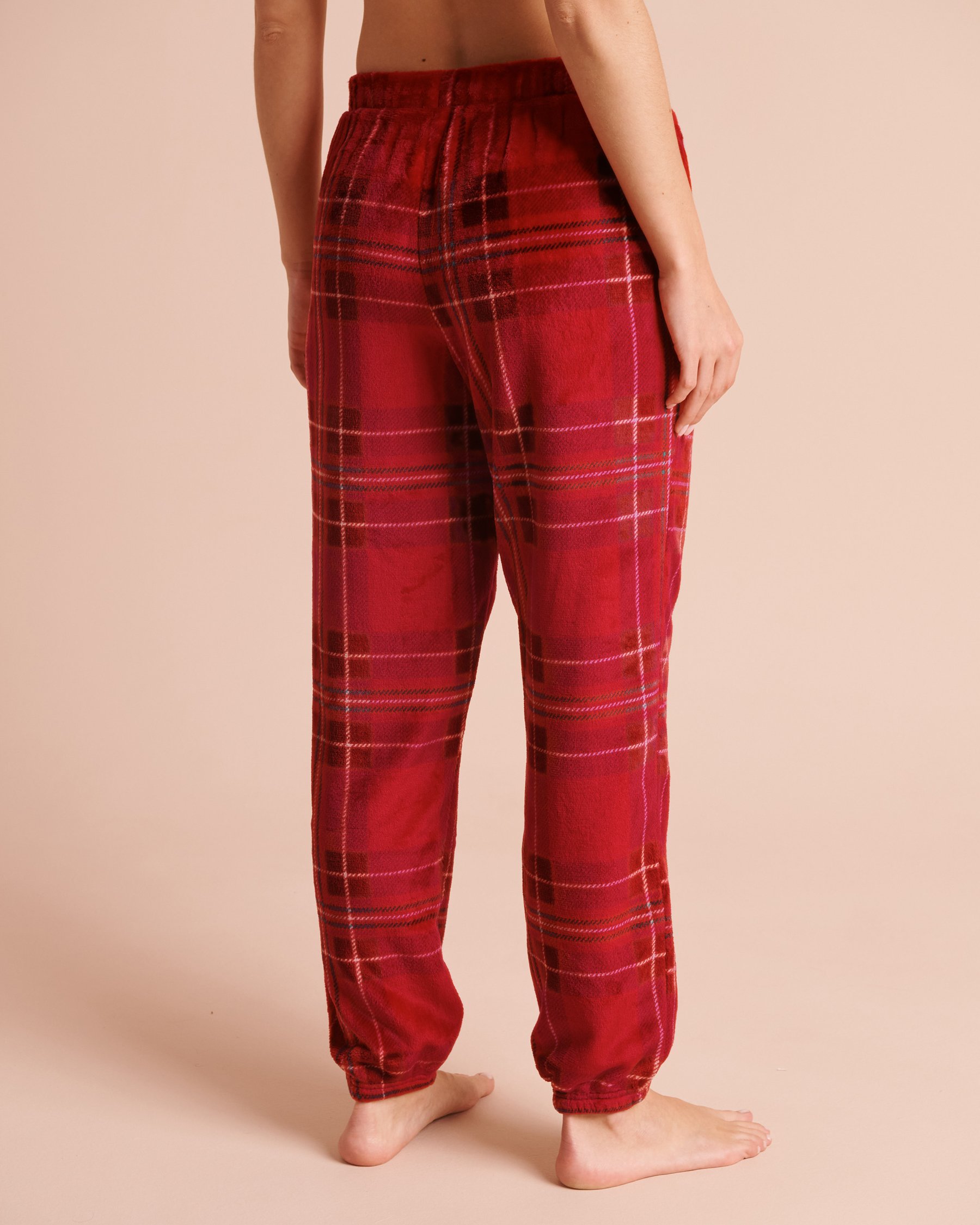 LA VIE EN ROSE Gingerbread-Embroidered Soft Plush Pajama Set Gingerbread/Plaid 40400108 - View5