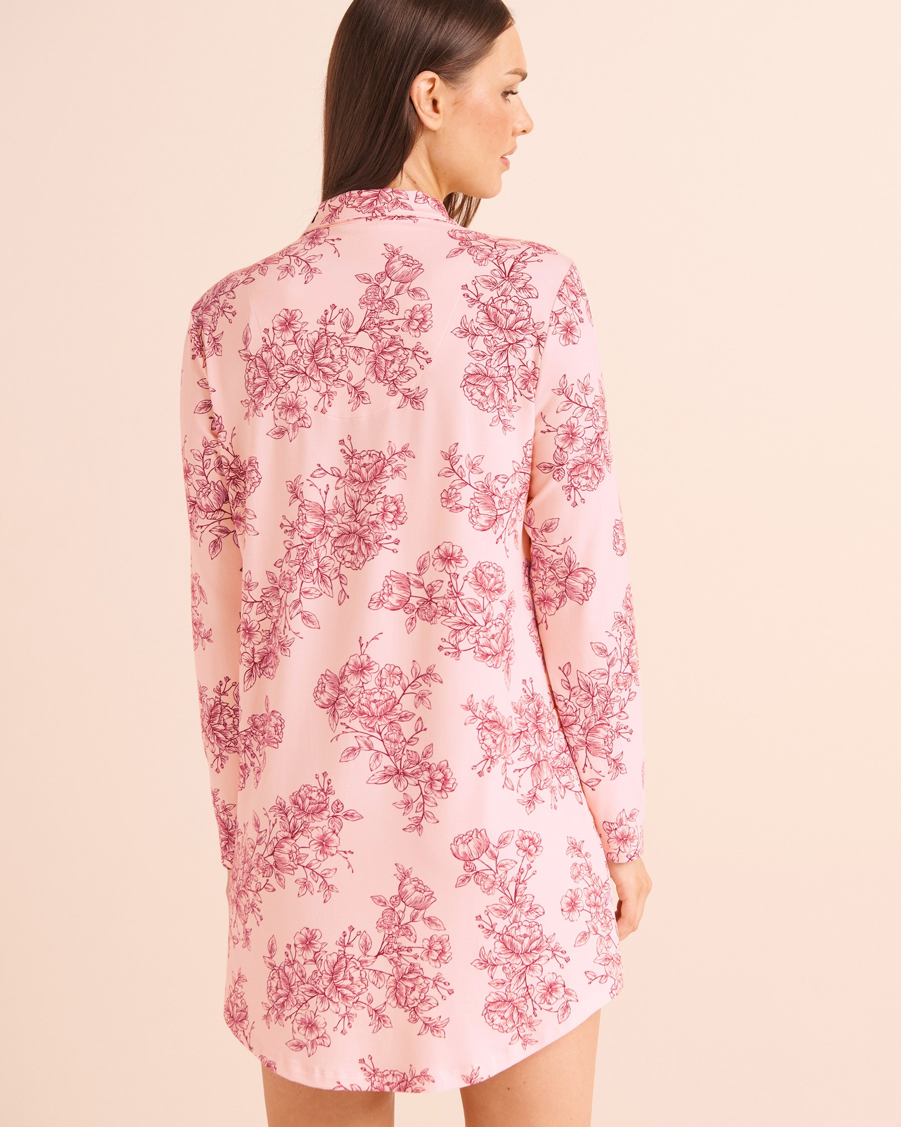 LA VIE EN ROSE Chemise de nuit manches longues ultra douce imprimé floral Bouquet rosé 40500515 - View2