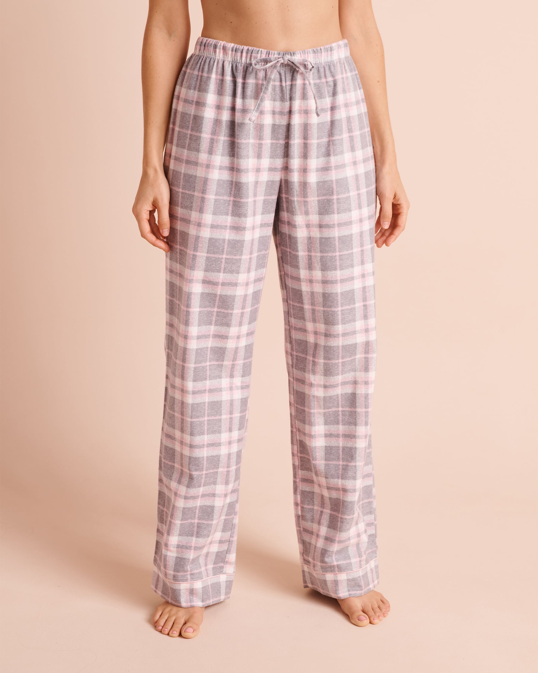 LA VIE EN ROSE Ensemble pyjama en flanelle carreaux gris Gris/Carreaux 40400103 - Voir4