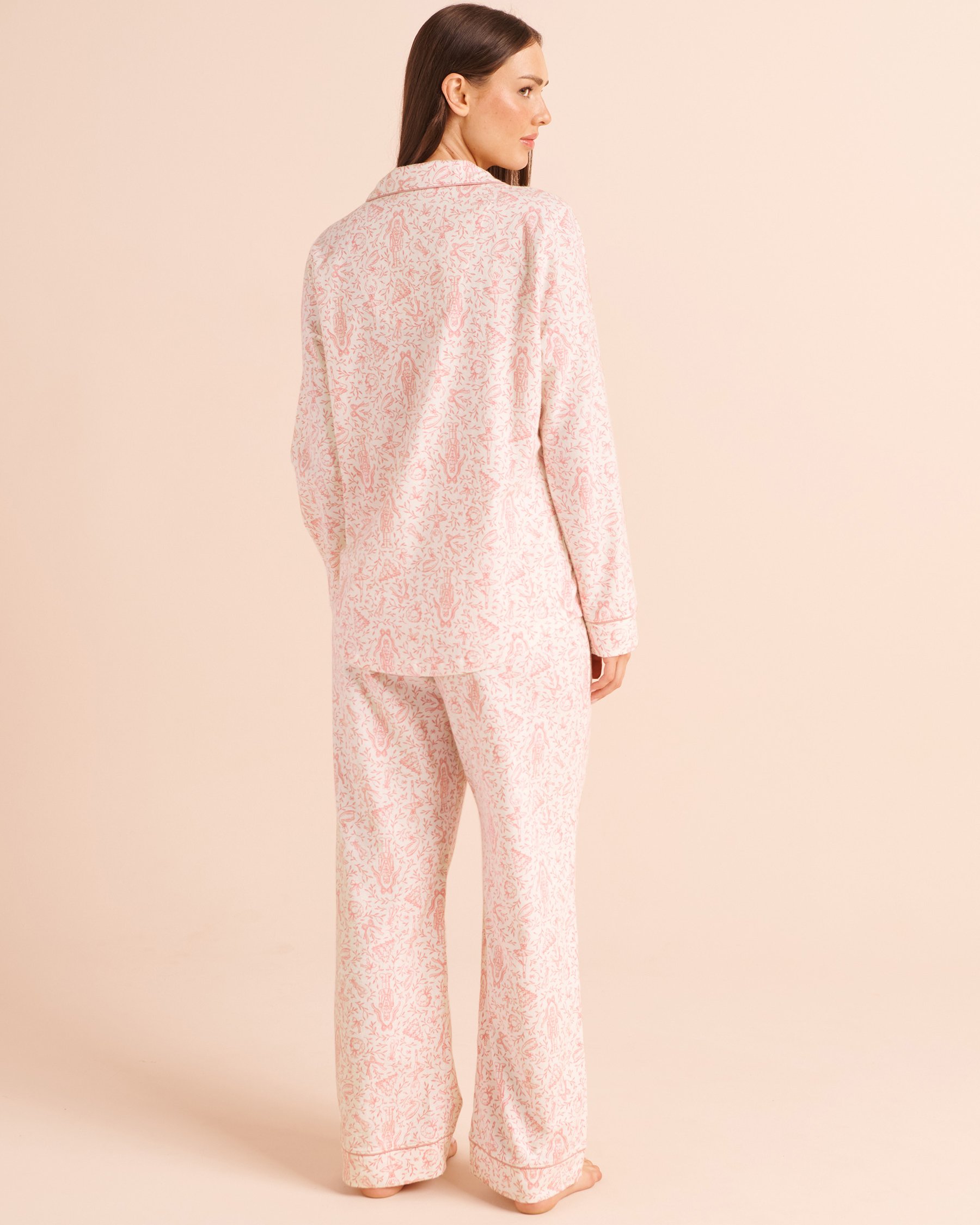 LA VIE EN ROSE Nutcracker Print Flannel Pajama Set Light Pink/Nutcracker 40400103 - View3
