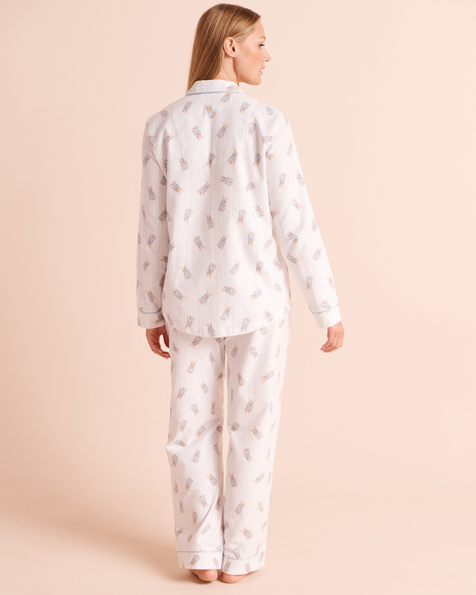LA VIE EN ROSE Ensemble pyjama en flanelle imprimé lapins Bleu pâle/Lapins 40400103 - View2