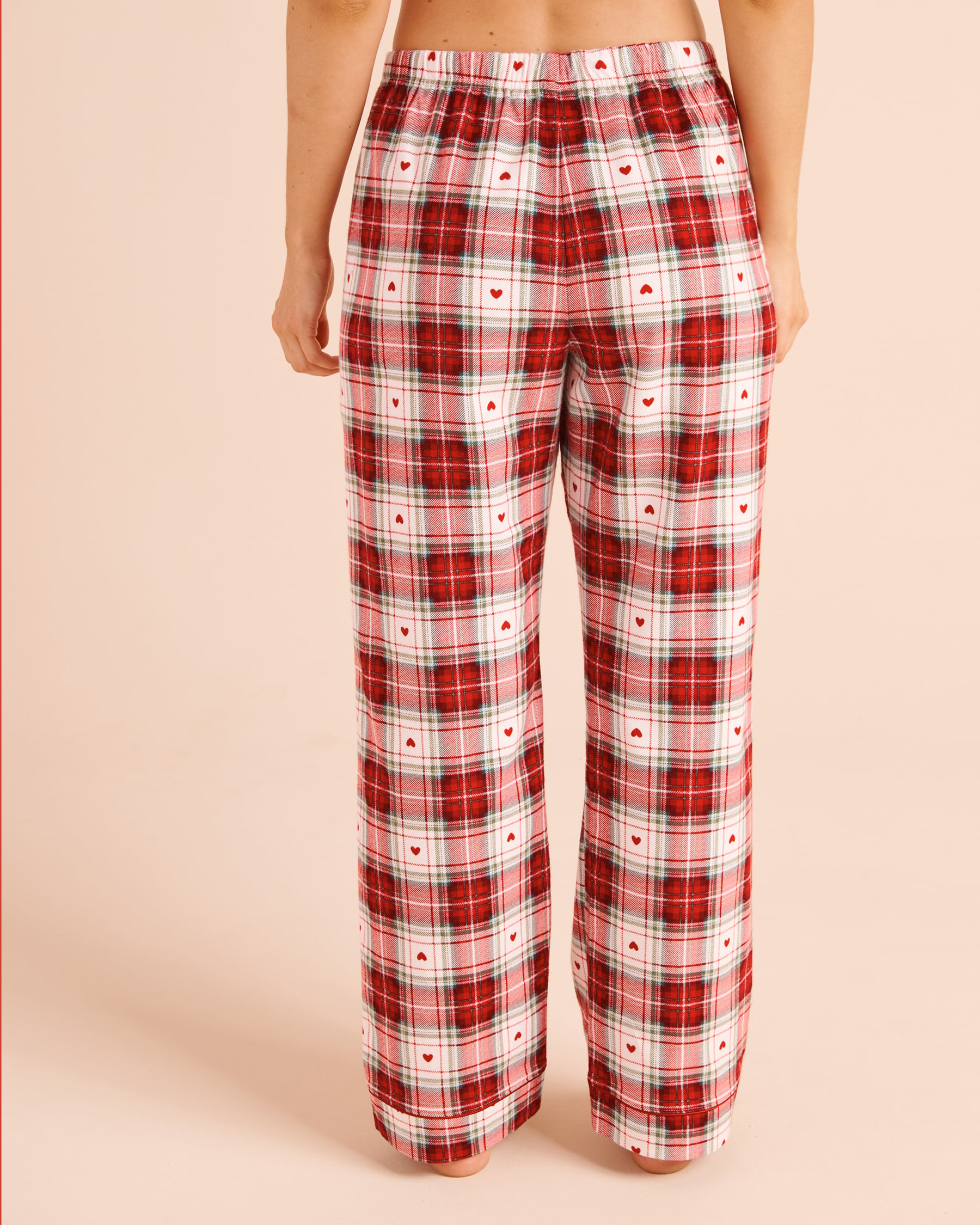 LA VIE EN ROSE Heart & Plaid Print Flannel Pajama Set Red/Plaid 40400103 - View6