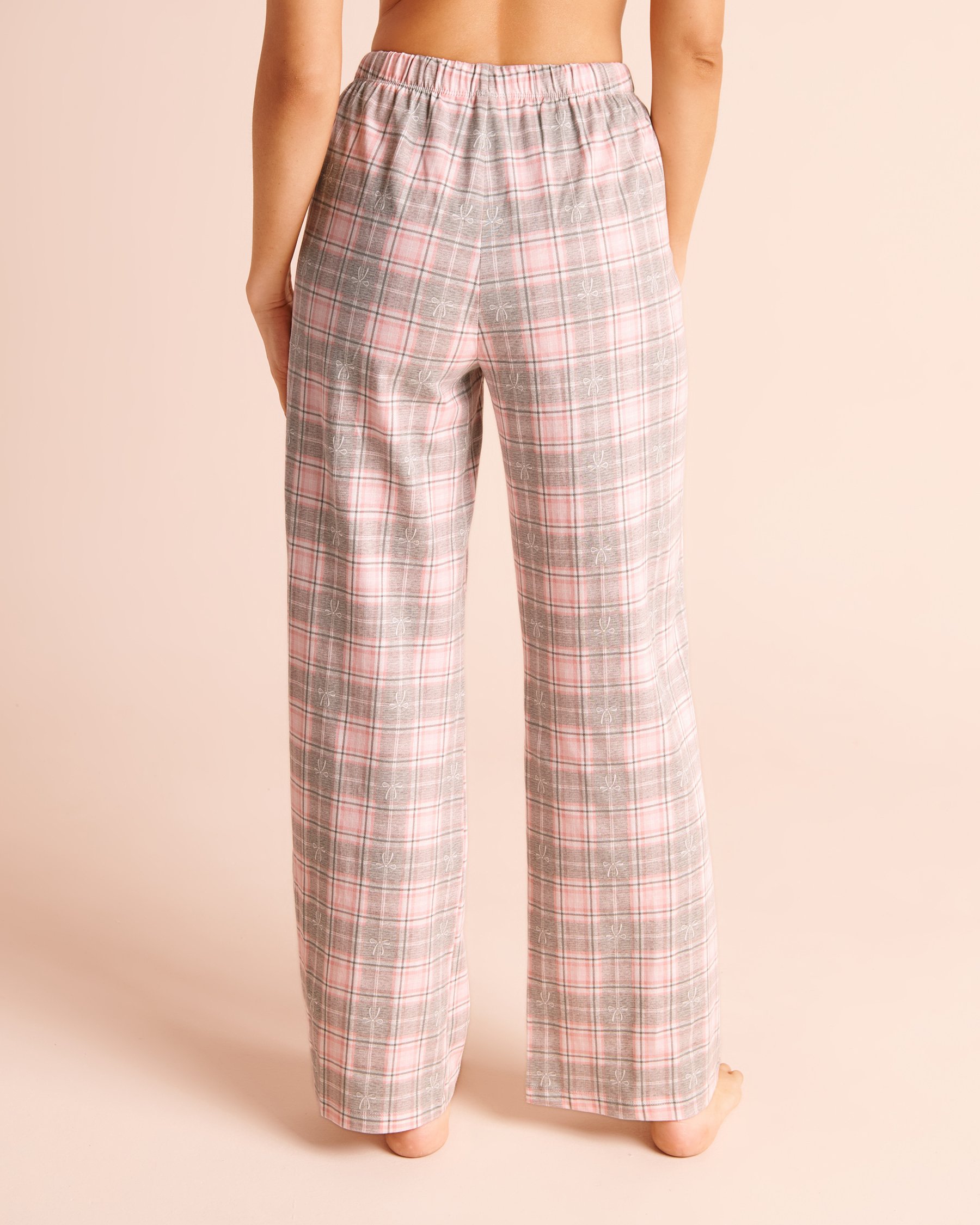 LA VIE EN ROSE Bow & Plaid Print Cotton Pajama Set Grey/Bow 40400102 - View6
