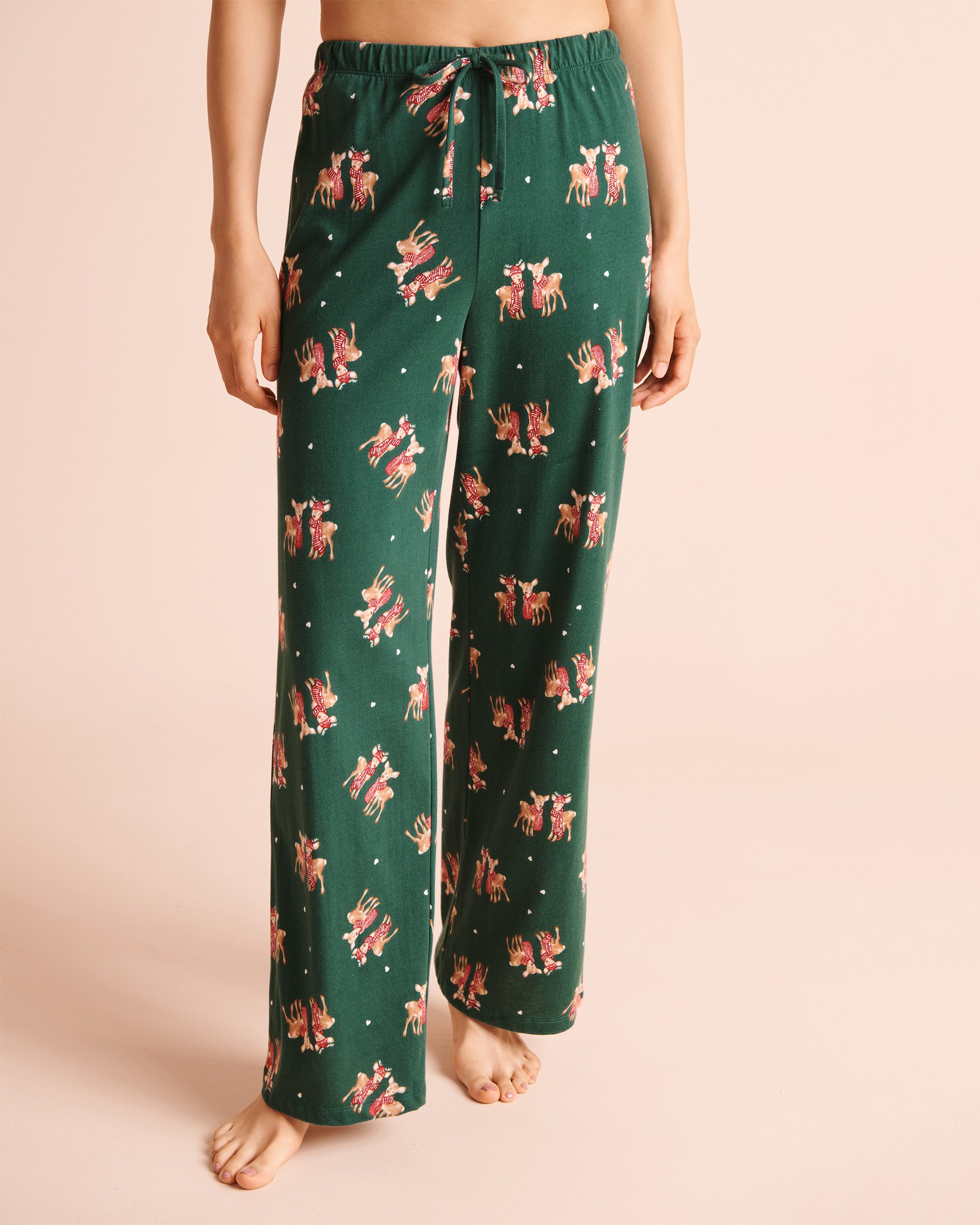 LA VIE EN ROSE Ensemble pyjama en coton imprimé cerfs Vert/Cerfs 40400102 - Voir4
