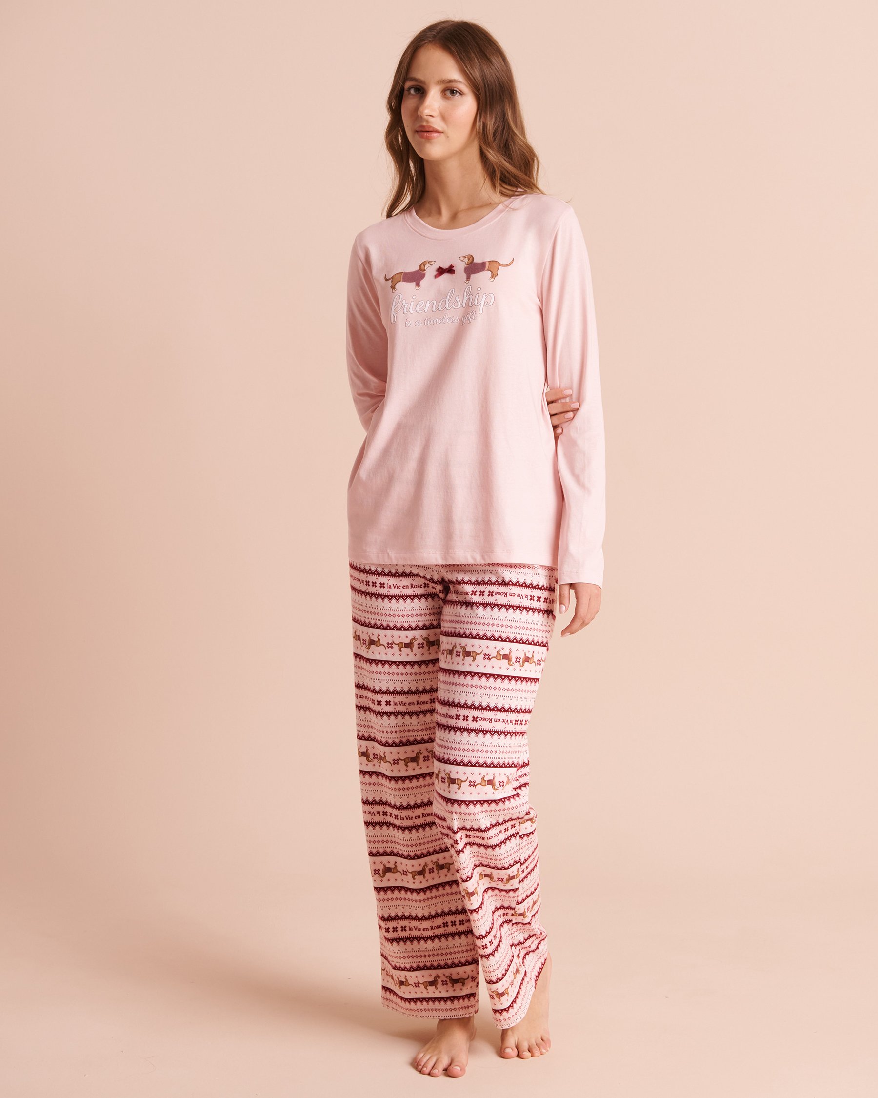 LA VIE EN ROSE Ensemble pyjama en coton imprimé teckels Rose/Teckels 40400102 - View1