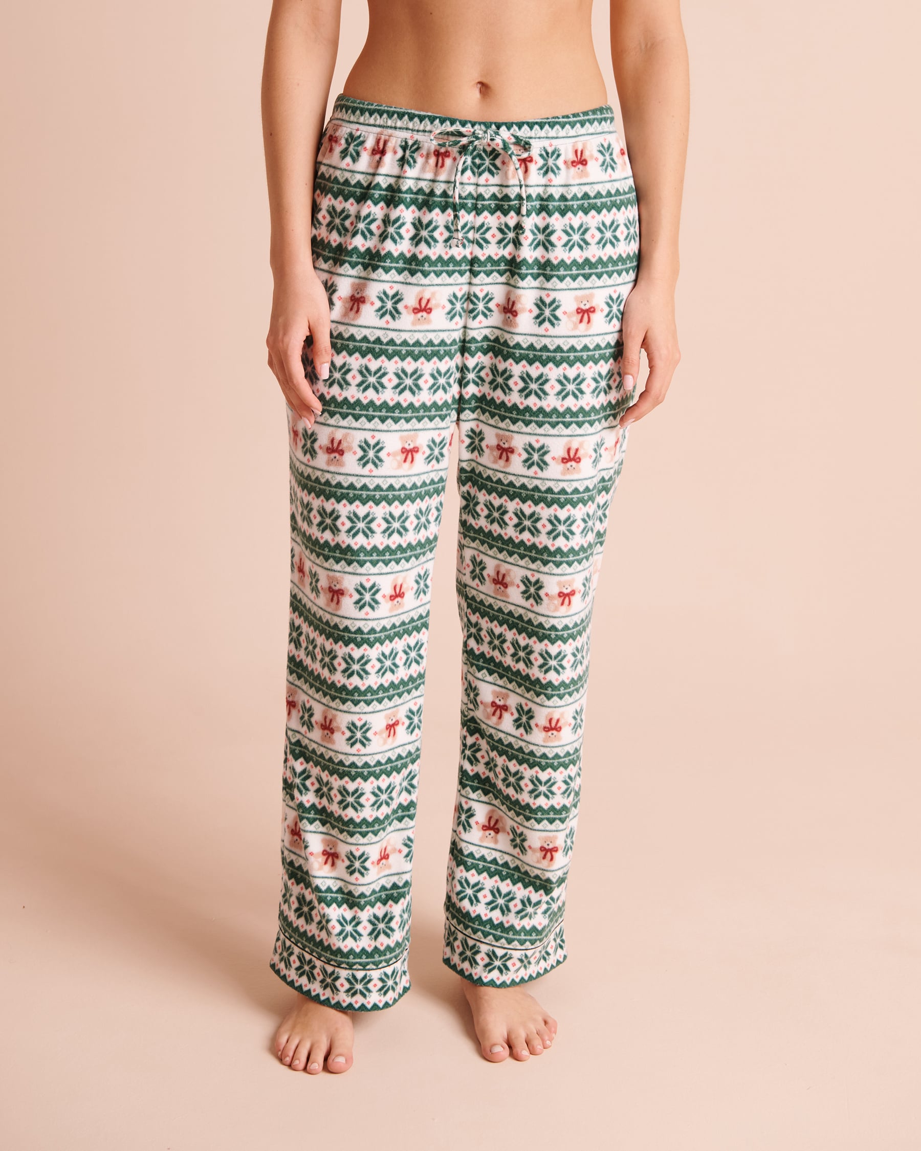 LA VIE EN ROSE Ensemble pyjama en polaire imprimé nordique Vert/Nordique 40400104 - View4