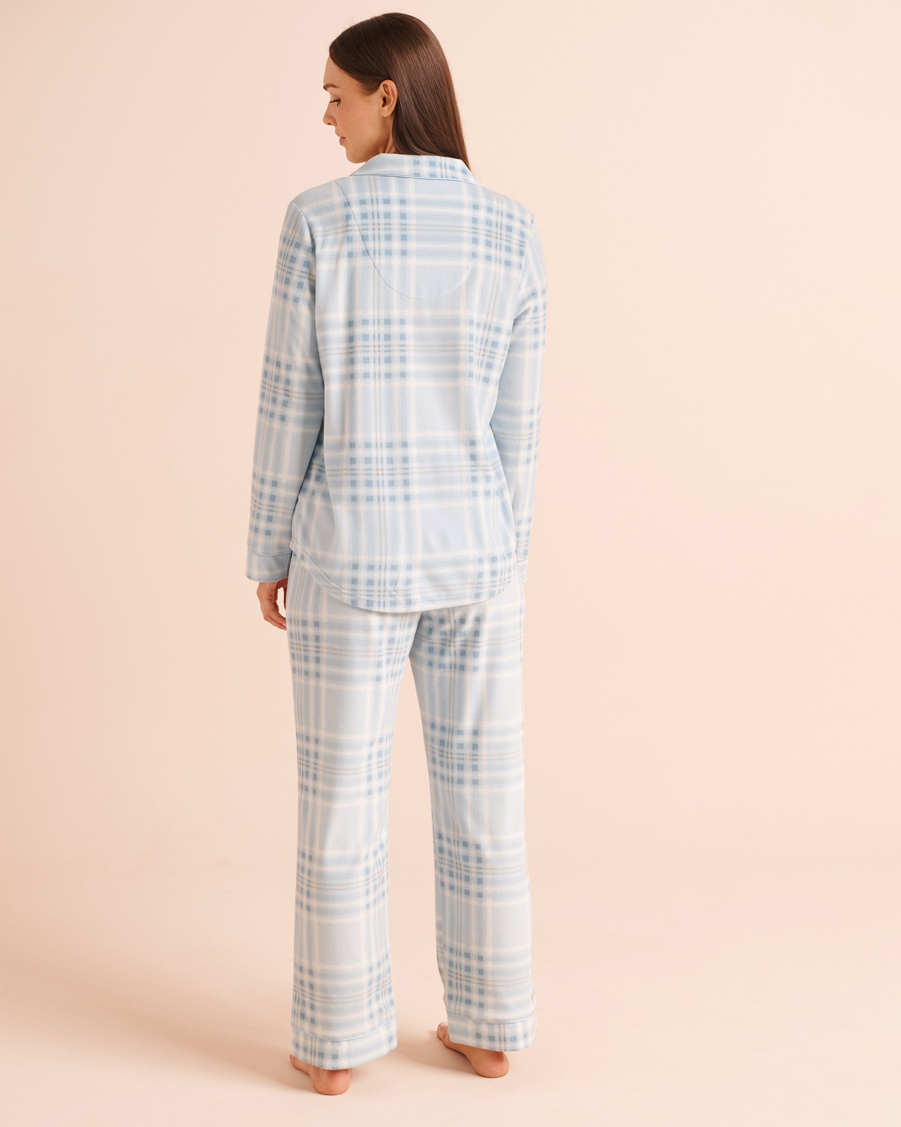 LA VIE EN ROSE Ensemble pyjama en polaire carreaux bleus Bleu/Carreaux 40400104 - View2