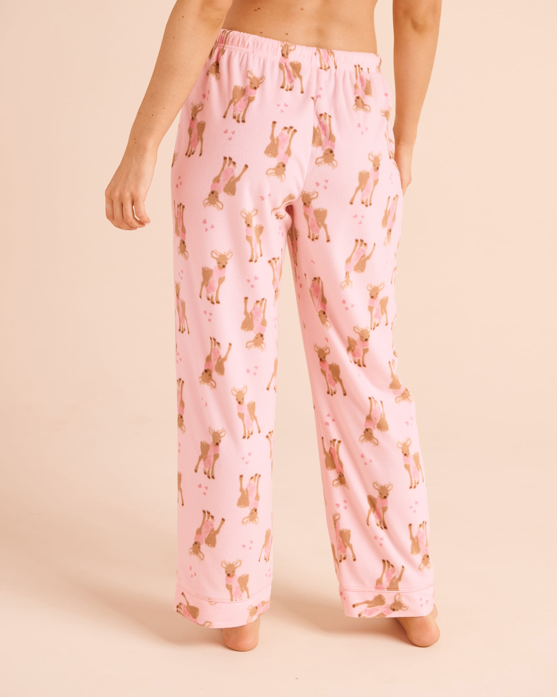 LA VIE EN ROSE Deer Print Microfleece Pajama Set Pink/Deer 40400104 - View5