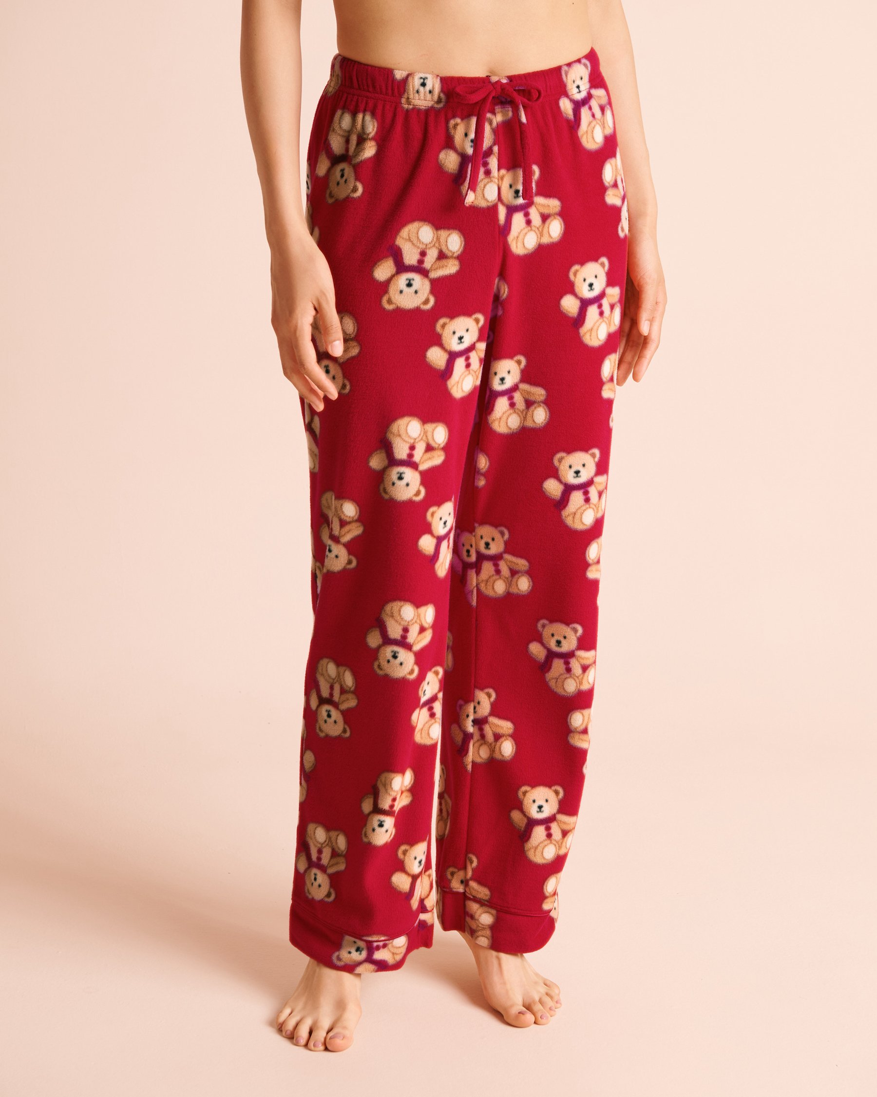 LA VIE EN ROSE Ensemble pyjama en polaire imprimé oursons Rouge/Oursons 40400104 - Voir4
