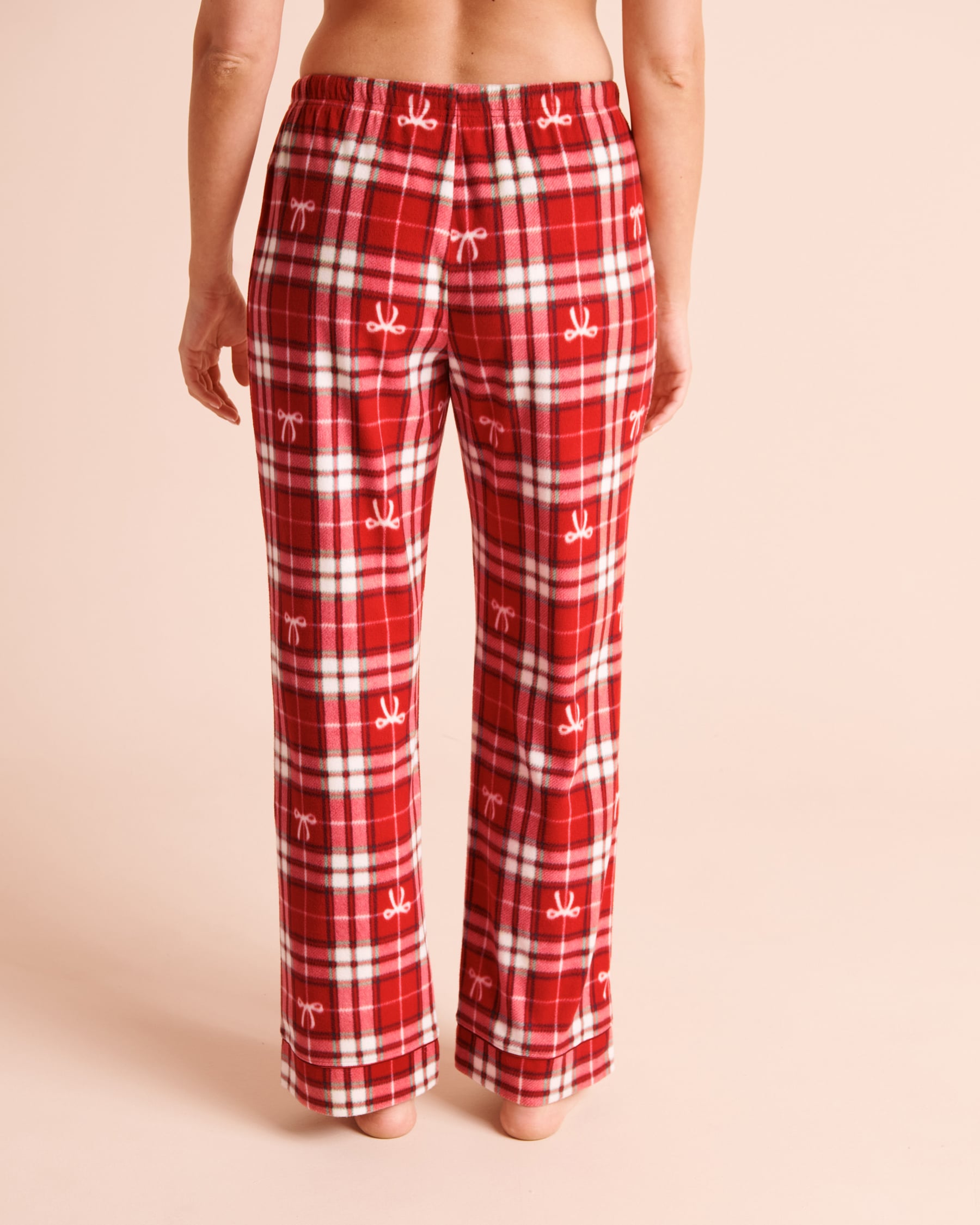 LA VIE EN ROSE Ensemble pyjama en polaire imprimé nœuds et carreaux Rouge/Carreaux 40400104 - View5