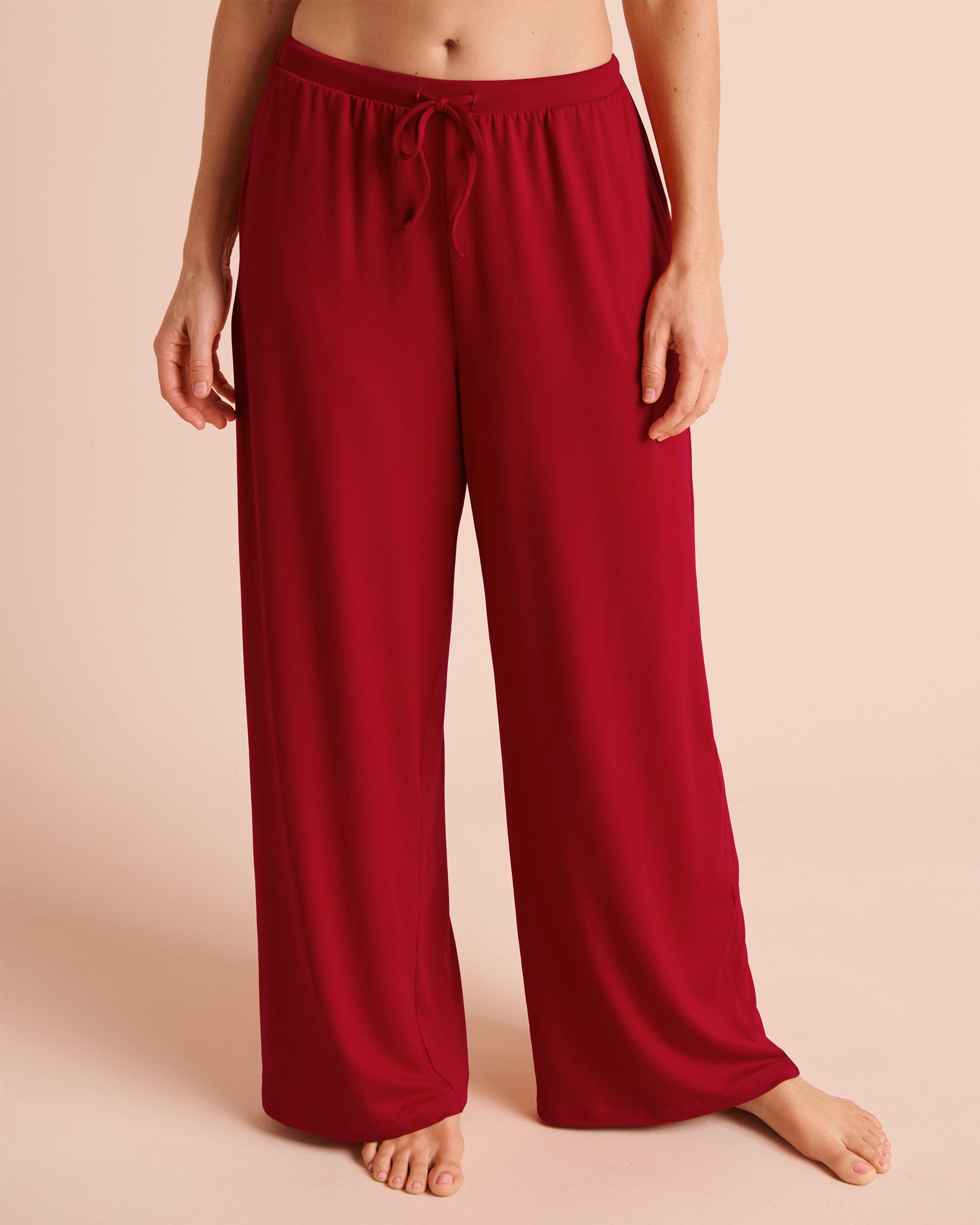 LA VIE EN ROSE Super Soft Wide-leg Pajama Pants Candy Cane Red 40200900 - View1