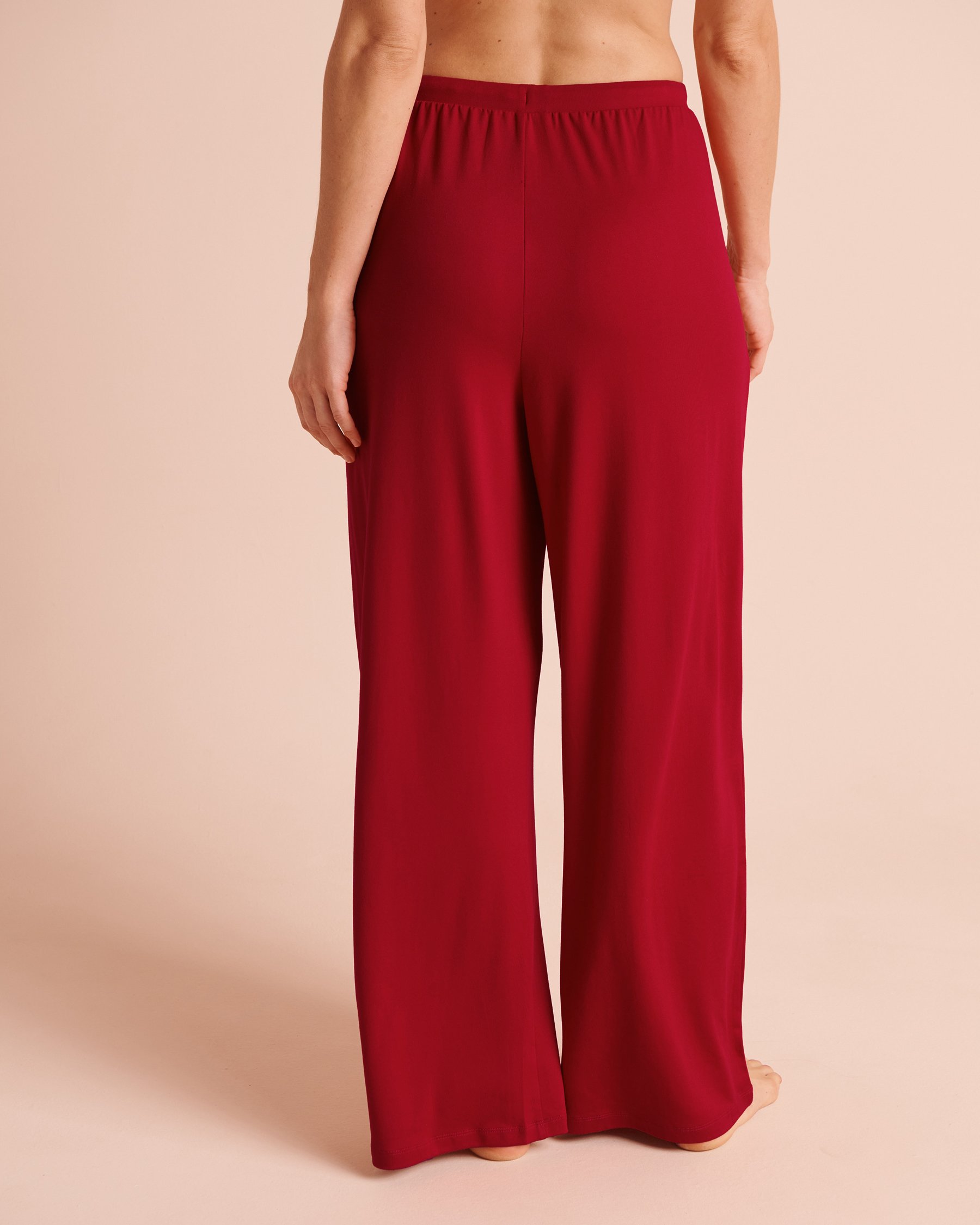 LA VIE EN ROSE Super Soft Wide-leg Pajama Pants Candy Cane Red 40200900 - View2