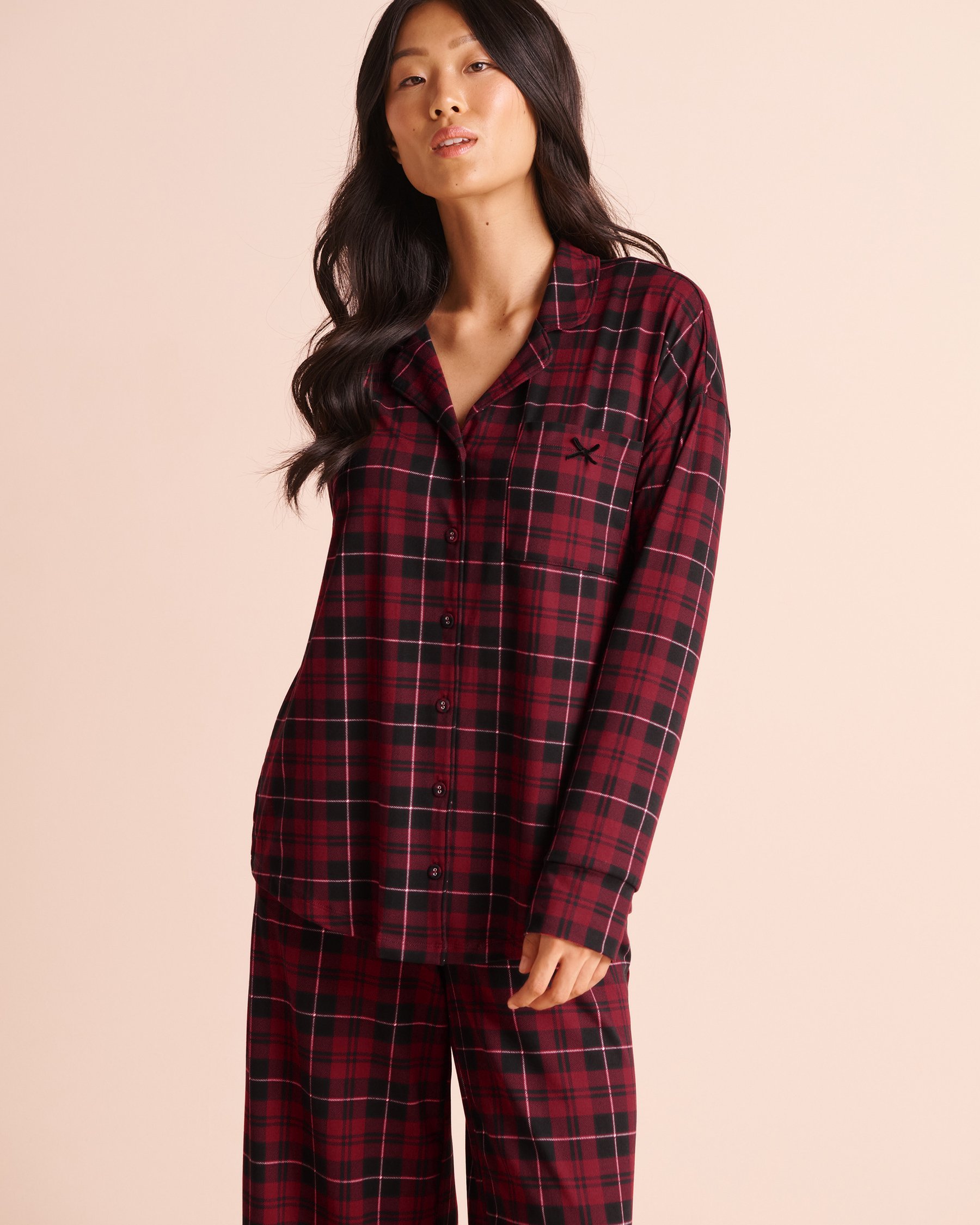 LA VIE EN ROSE Buffalo Plaid Super Soft Long Sleeve Button-down Shirt Buffalo Plaid 40100913 - View1
