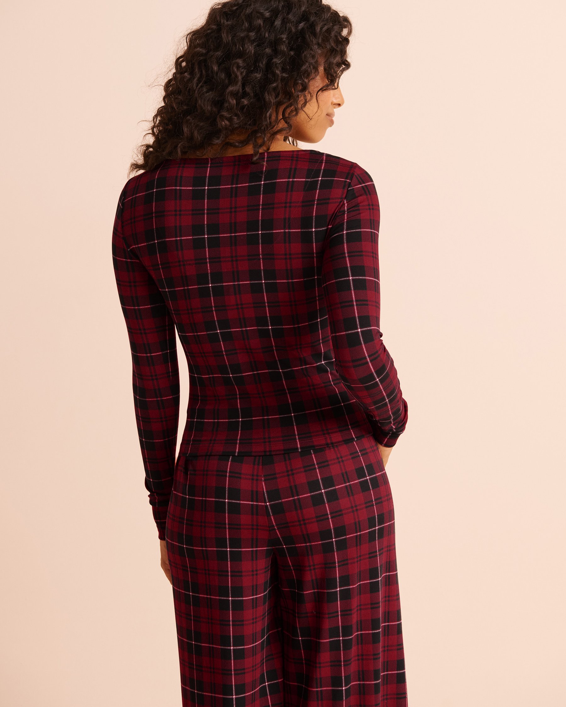 LA VIE EN ROSE Buffalo Plaid Super Soft Long Sleeve Henley Top Buffalo Plaid 40100912 - View2