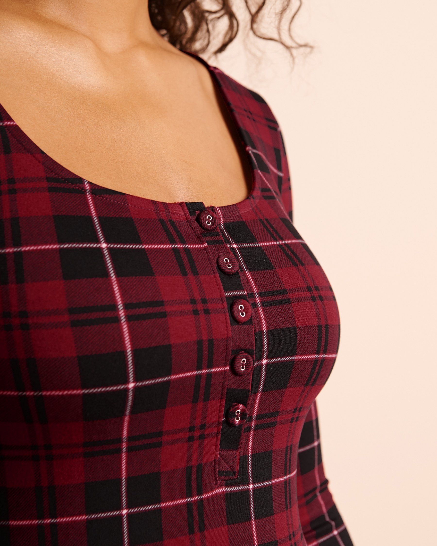 LA VIE EN ROSE Buffalo Plaid Super Soft Long Sleeve Henley Top Buffalo Plaid 40100912 - View3
