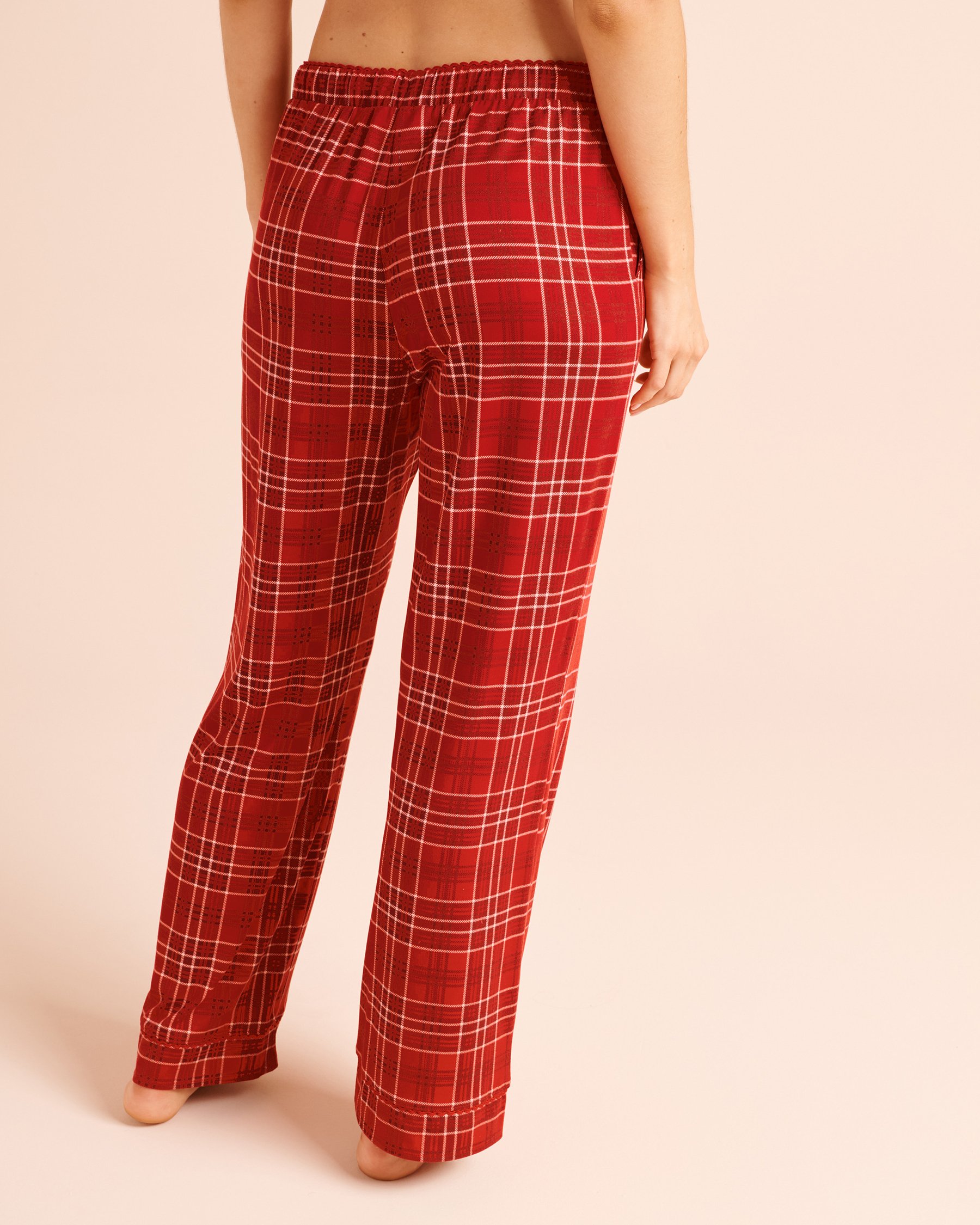 LA VIE EN ROSE Pantalon de pyjama ultra doux carreaux rouges Rouge/Carreaux 40200892 - View2