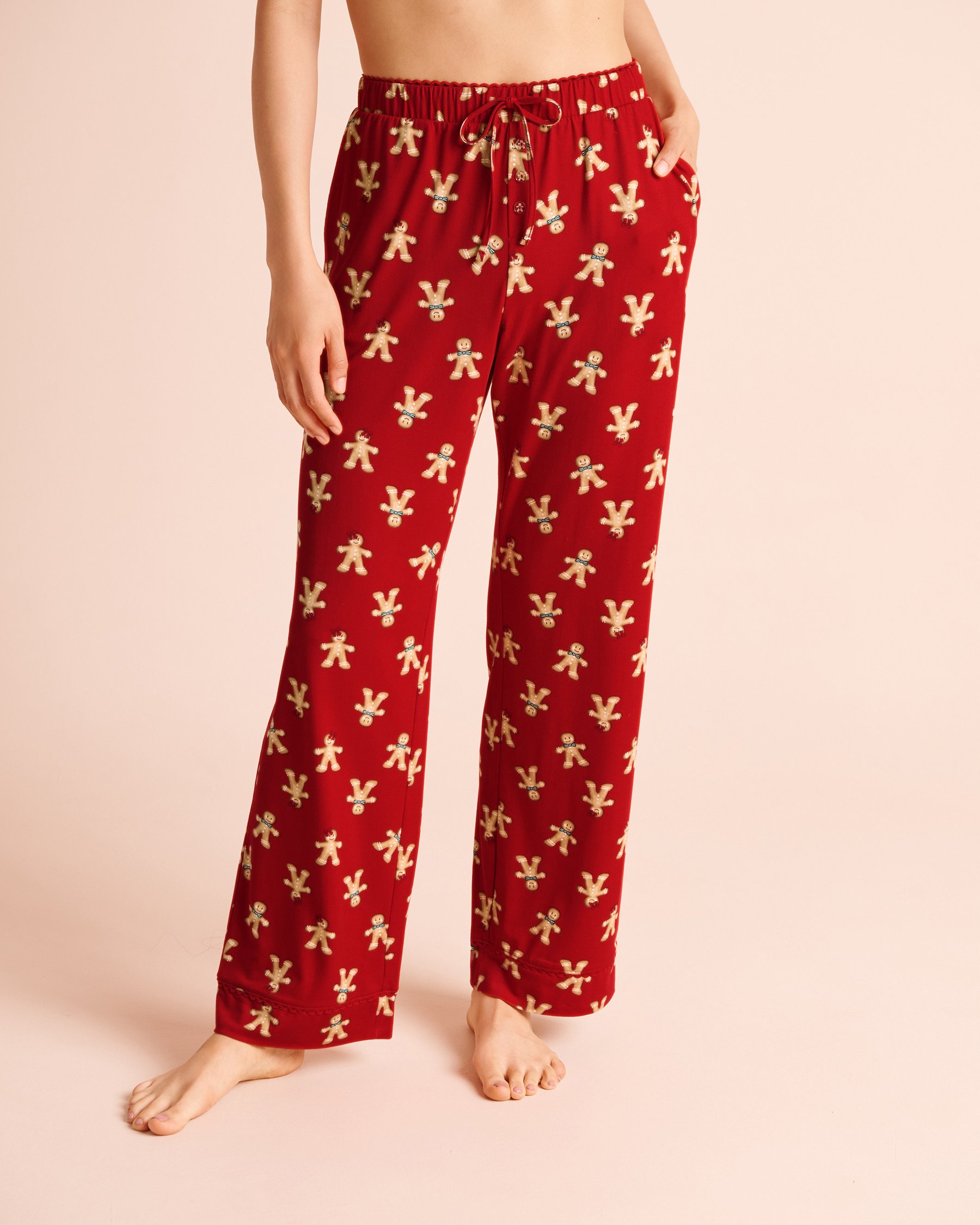 LA VIE EN ROSE Gingerbread Print Super Soft Pajama Pants Red/Gingerbread 40200892 - View1