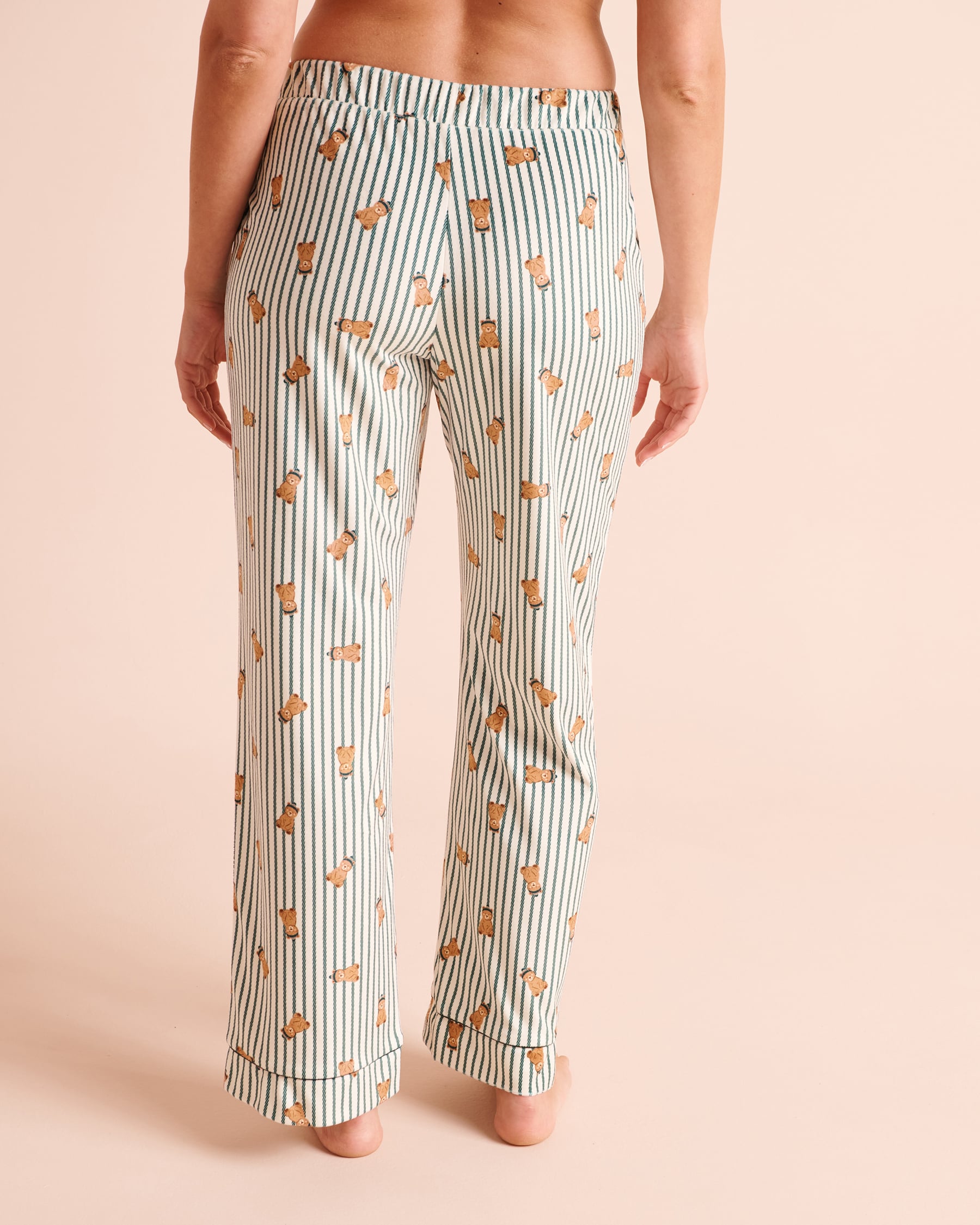 LA VIE EN ROSE Pantalon de pyjama en velours peluche imprimé ours Blanc/Oursons 40200922 - View2