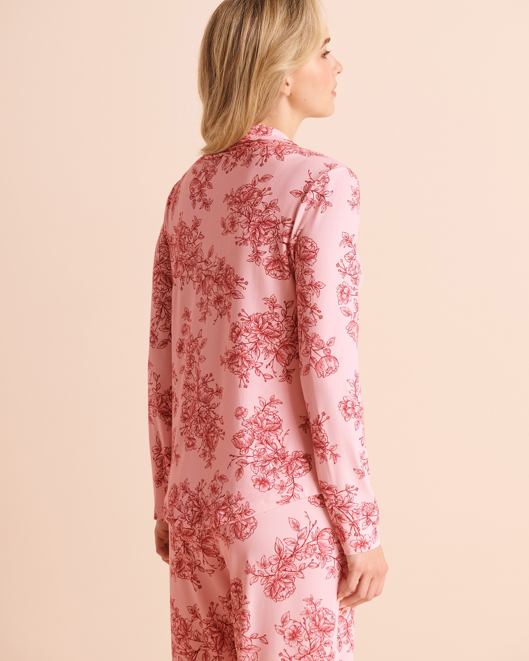 LA VIE EN ROSE Floral Print Super Soft Long Sleeve Button-down Shirt Pinkesque Bouquet 40100923 - View2