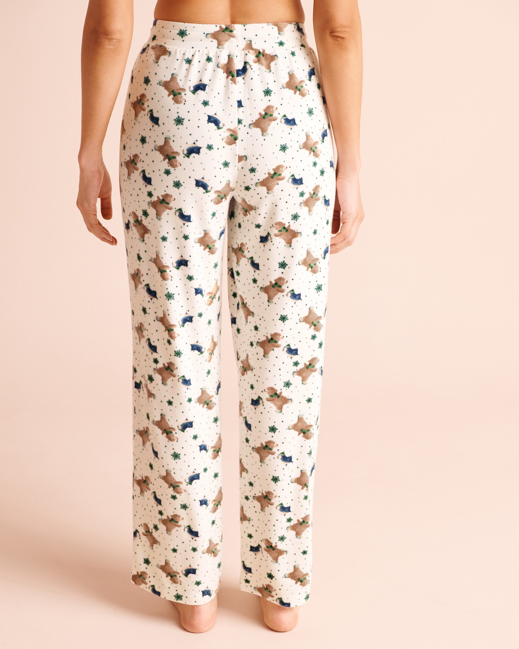LA VIE EN ROSE Bear & Friends Print Soft Knit Pajama Pants Fir Green/Teddy Bears 40200906 - View2